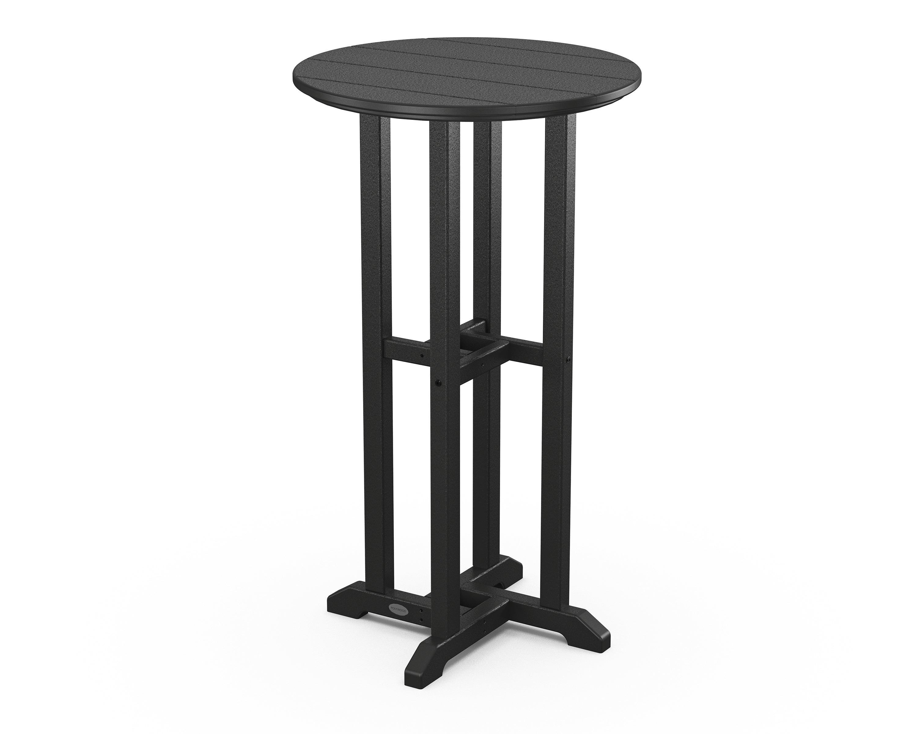 POLYWOOD® 24" Round Farmhouse Bar Bistro Table in Black