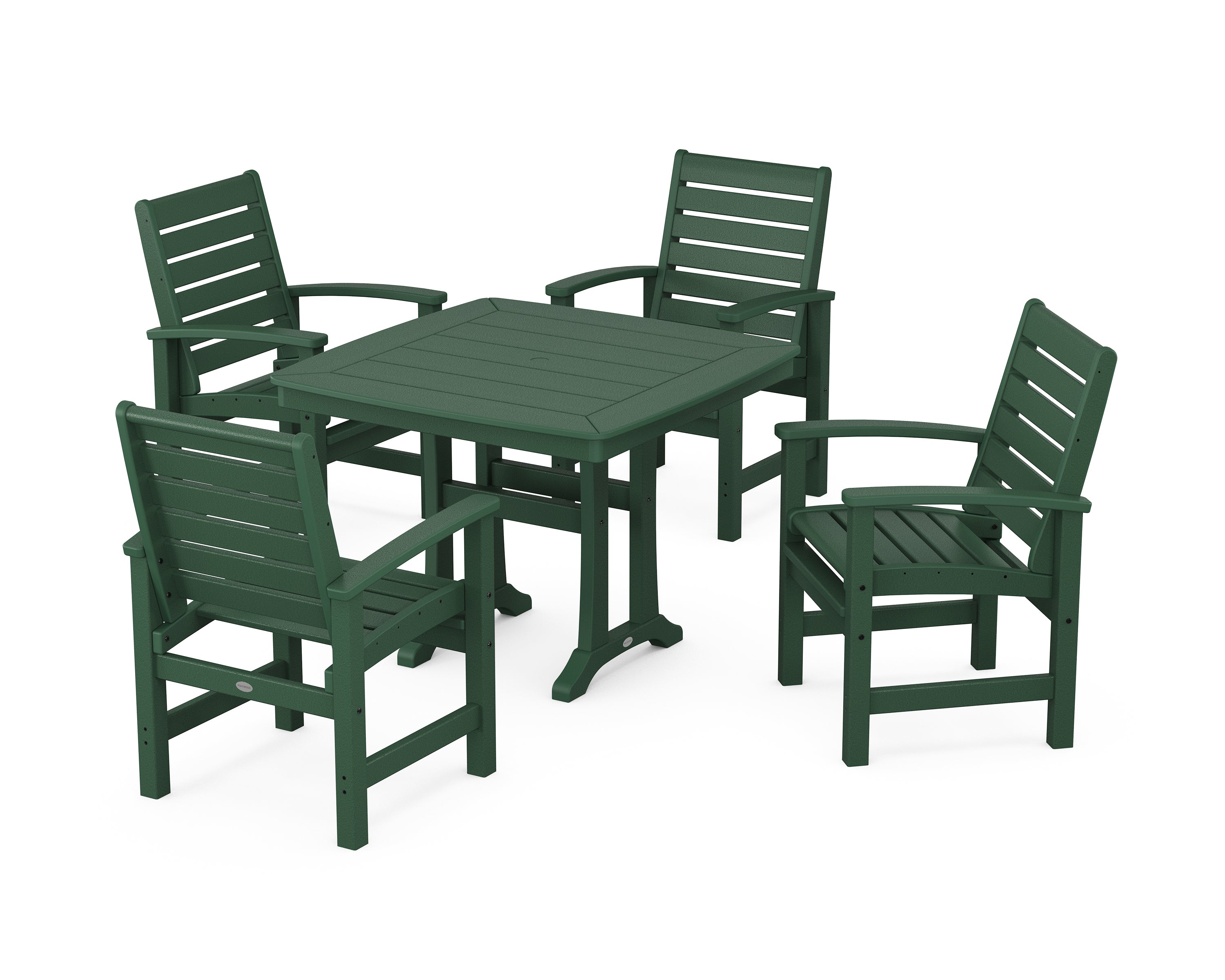 POLYWOOD® Signature 5-Piece Dining Set with Trestle Legs in Green