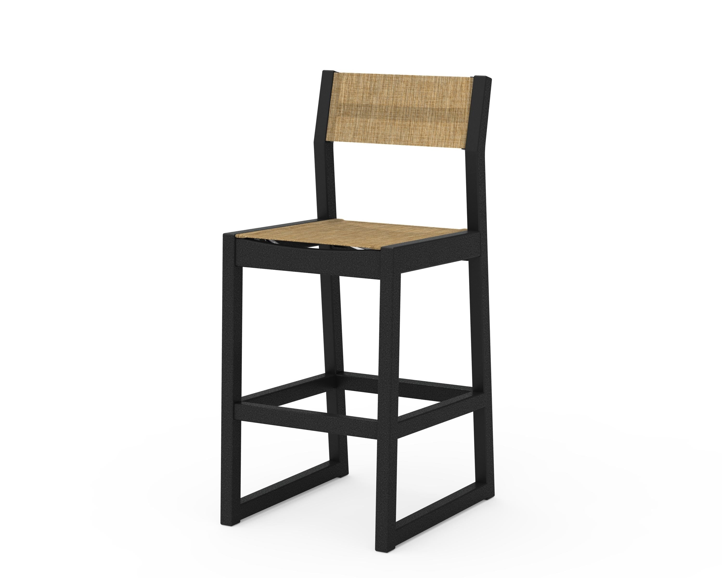 POLYWOOD® EDGE Sling Bar Side Chair in Black / Burlap Sling