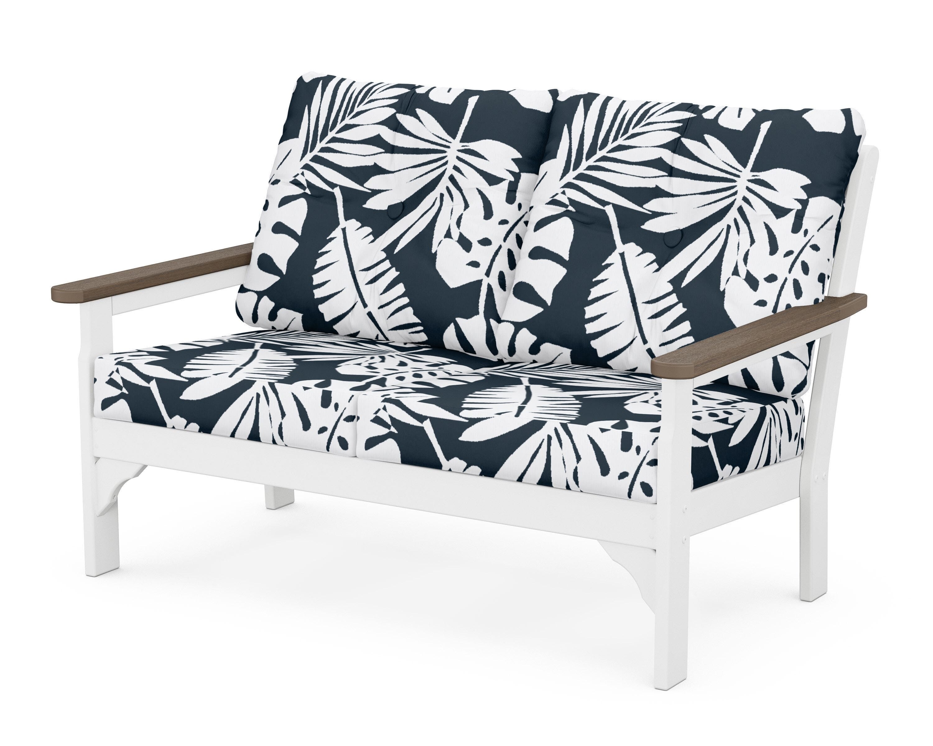 POLYWOOD® Vineyard Deep Seating Loveseat in White / Kona / Leaf Marine Indigo