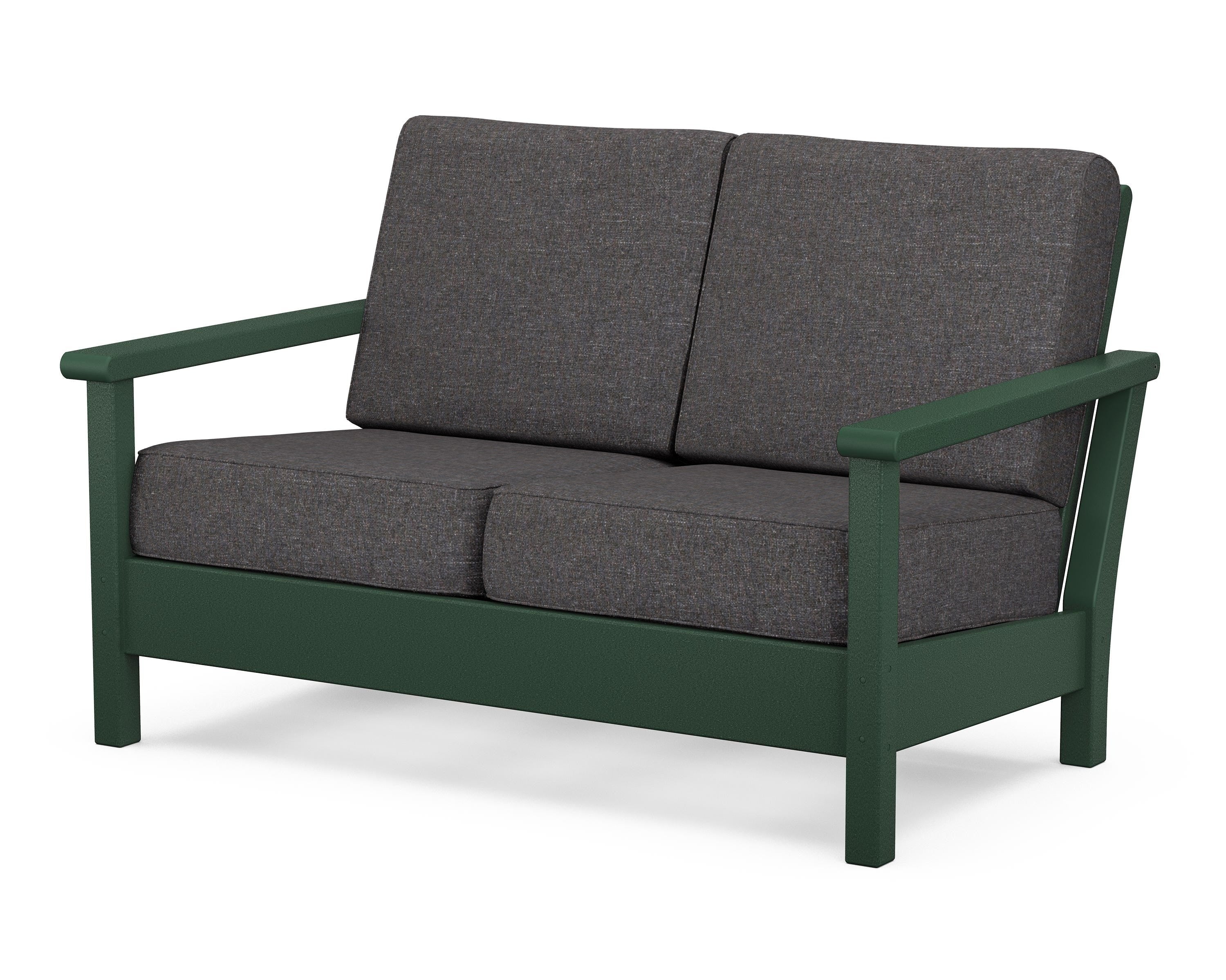 POLYWOOD® Harbour Deep Seating Loveseat in Green / Ash Charcoal