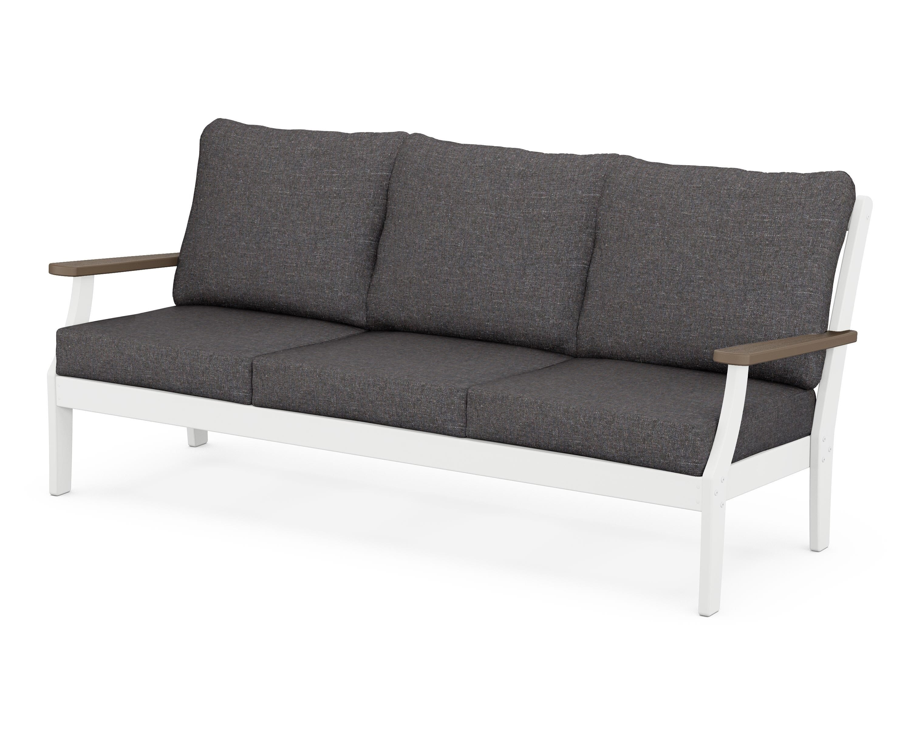 POLYWOOD® Braxton Deep Seating Sofa in White / Kona / Ash Charcoal