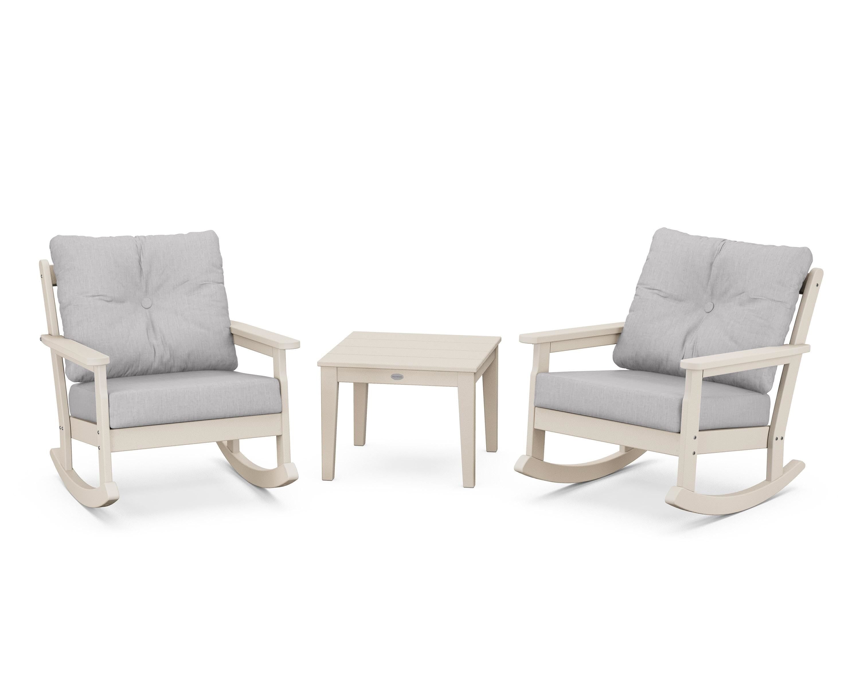 POLYWOOD® Vineyard 3-Piece Deep Seating Rocker Set in Sand / Granite