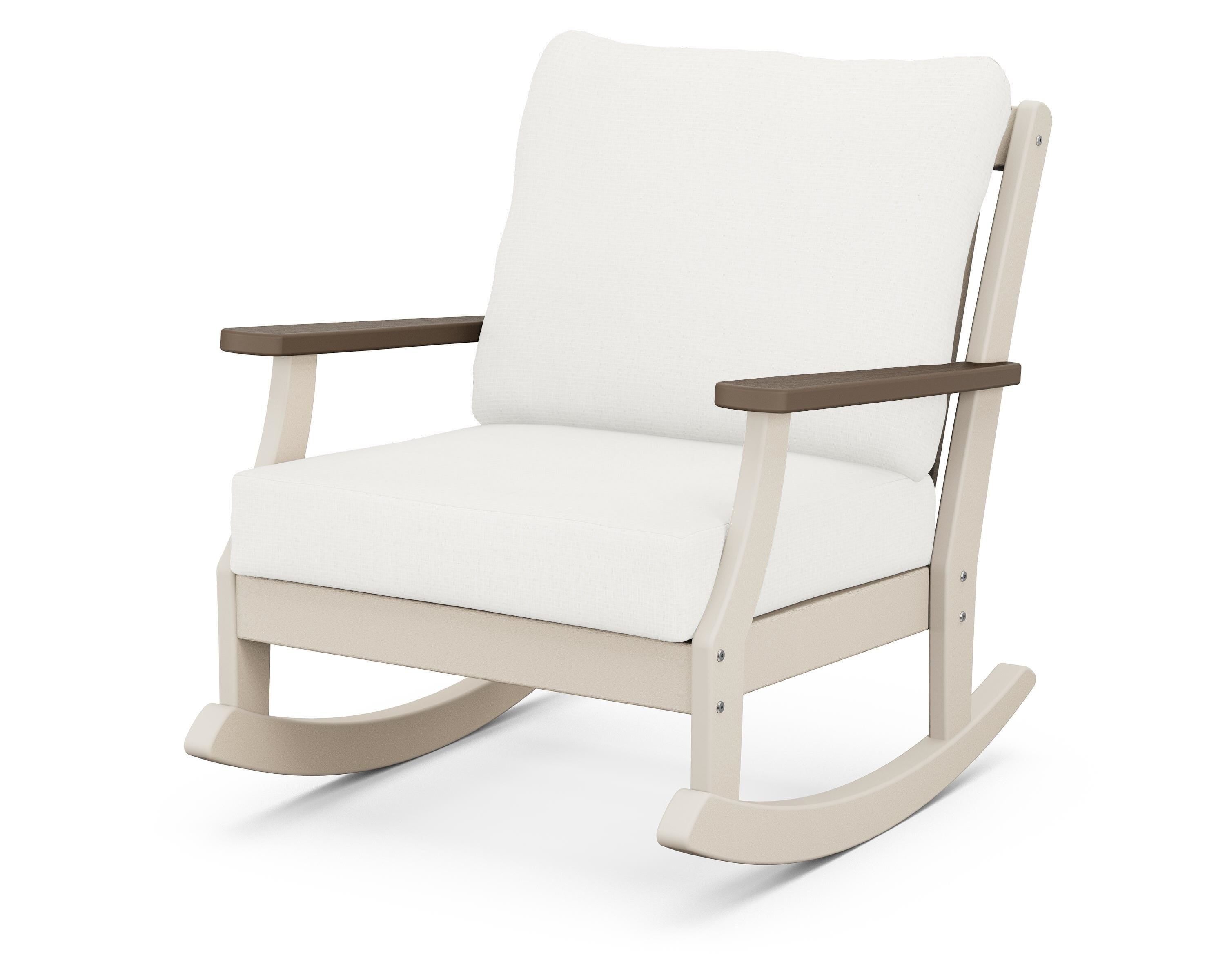 POLYWOOD® Braxton Deep Seating Rocking Chair in Sand / Kona / Natural Linen