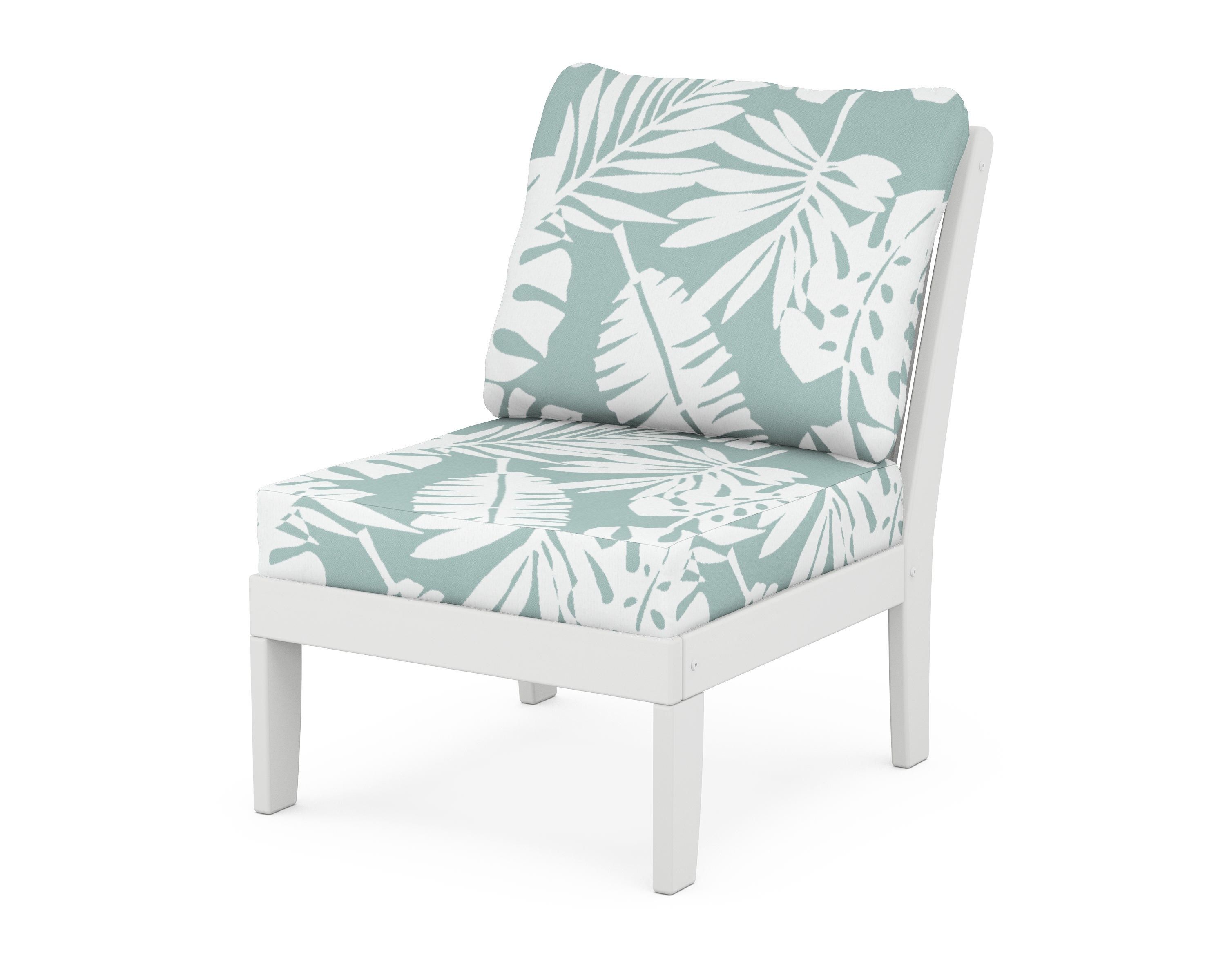 POLYWOOD® Braxton Modular Armless Chair in White / Leaf Glacier Spa