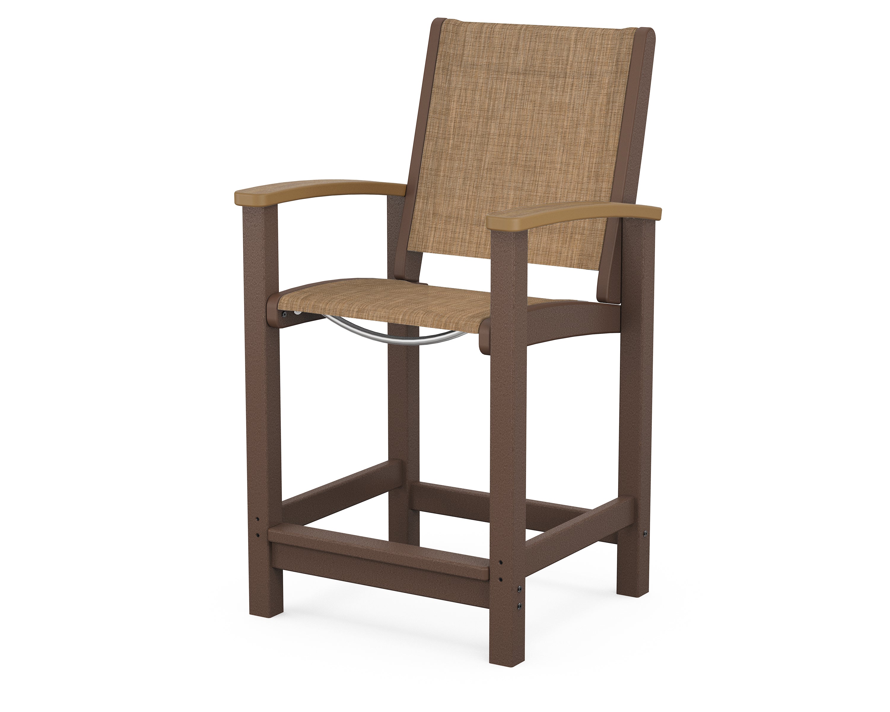 POLYWOOD® Coastal Counter Chair in Mahogany / Natural / Burlap Sling