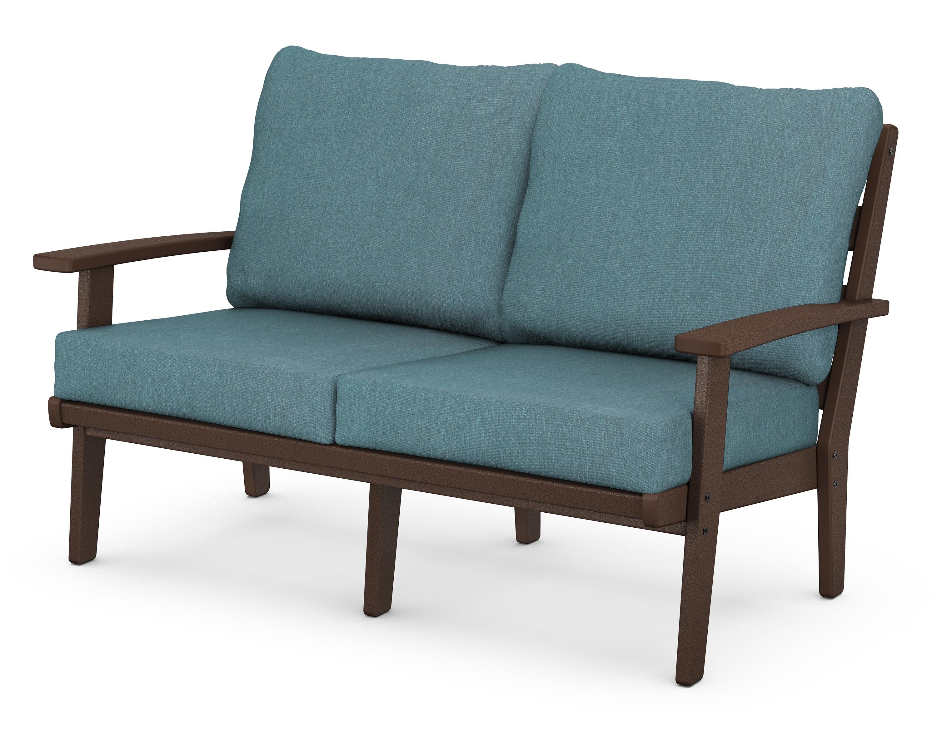 POLYWOOD® Grant Park Deep Seating Loveseat in Mahogany / Ocean Teal
