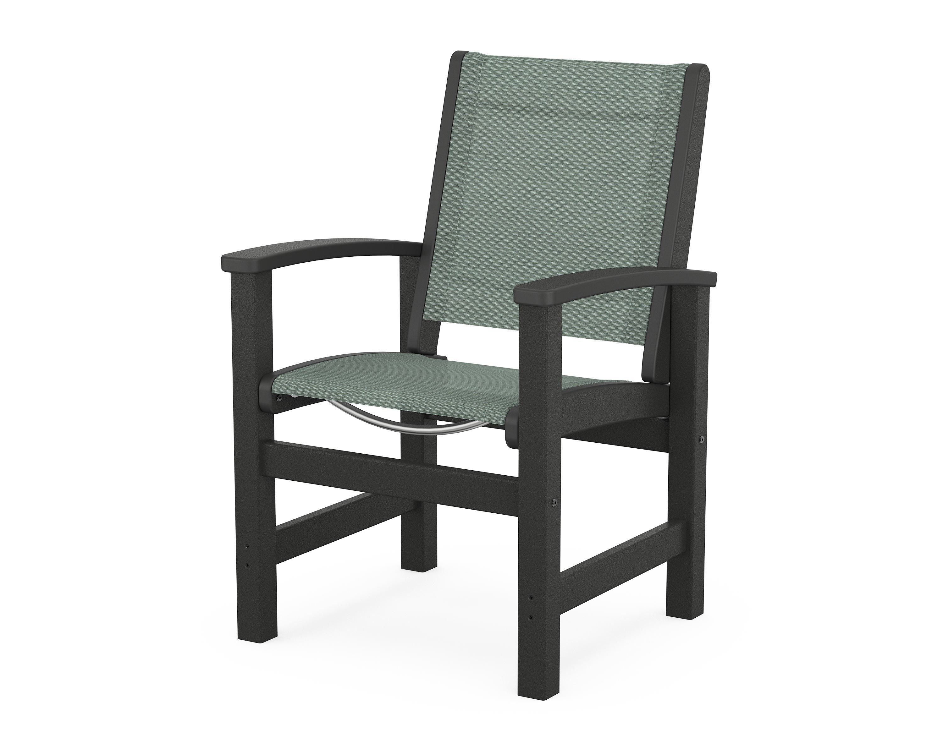 POLYWOOD® Coastal Dining Chair in Black / Dupioni Sea Mist Sling