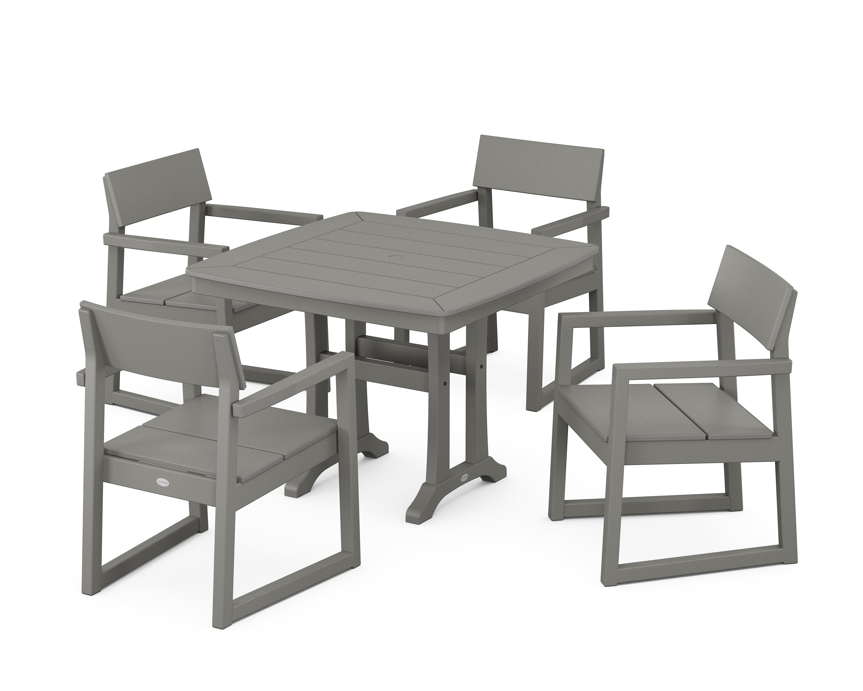 POLYWOOD® EDGE 5-Piece Dining Set with Trestle Legs in Slate Grey