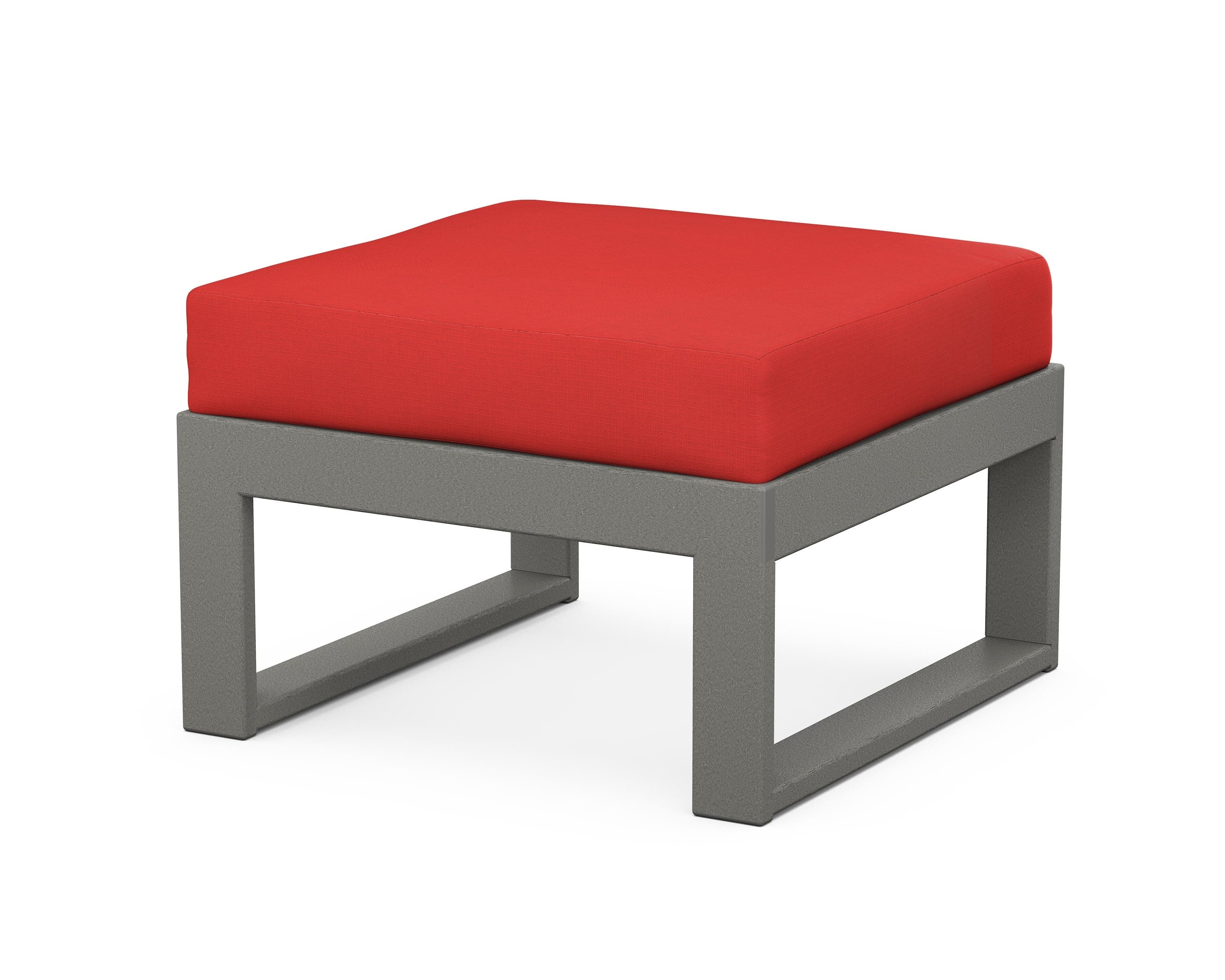 Unbranded Modular Ottoman - Modern in Slate Grey / Crimson Linen