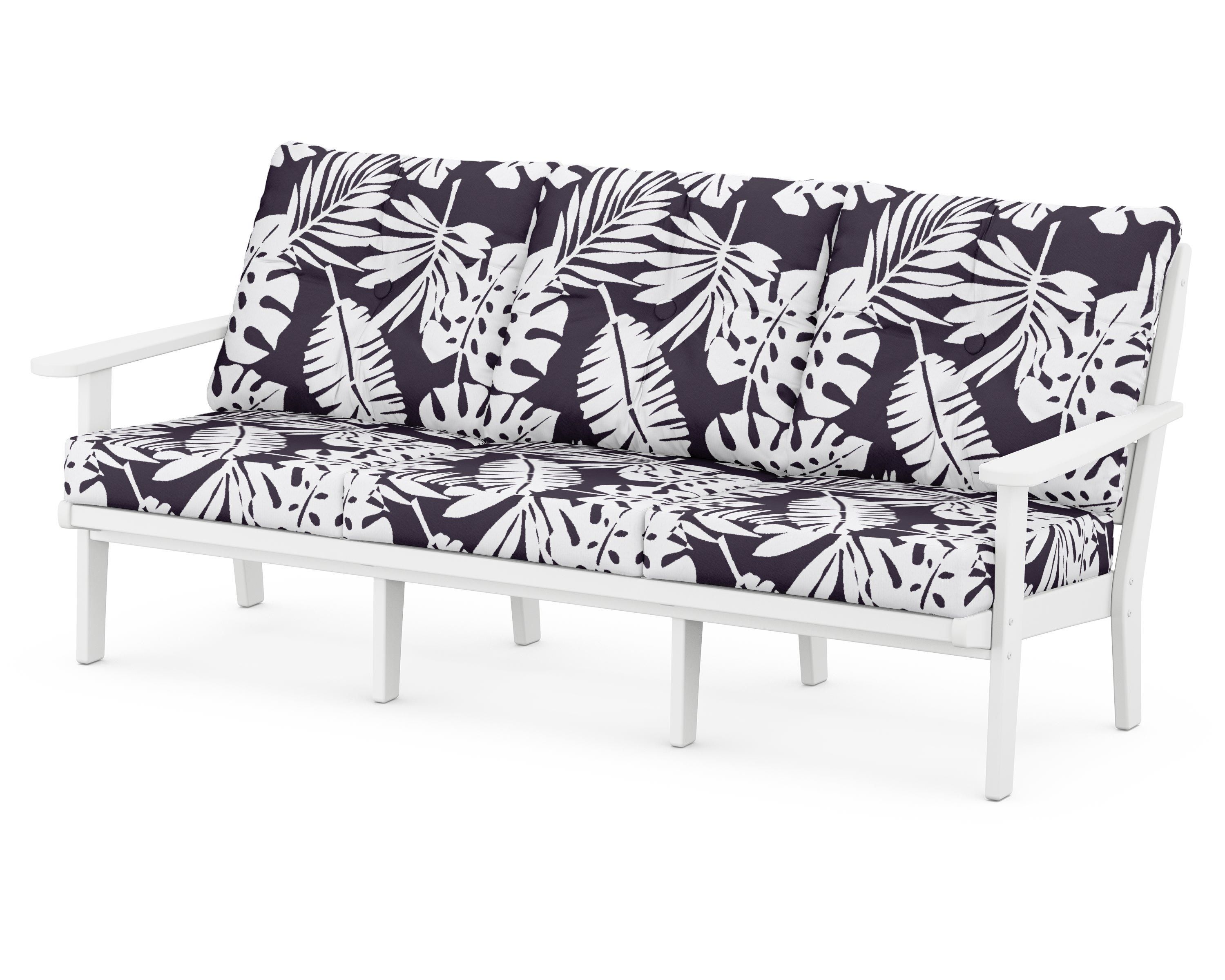 POLYWOOD® Lakeside Deep Seating Sofa in White / Leaf Navy