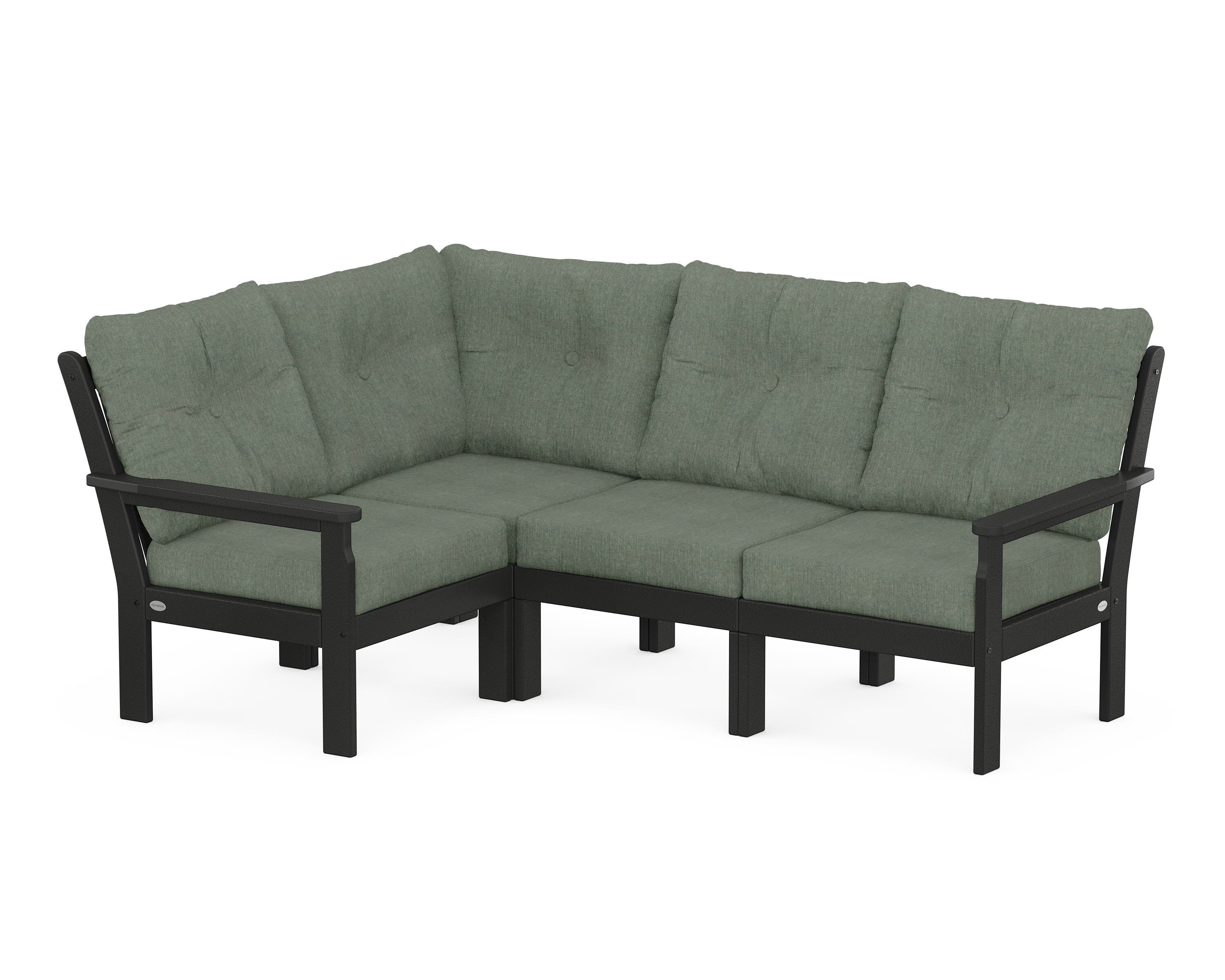 POLYWOOD® Vineyard 4-Piece Sectional in Black / Cast Sage