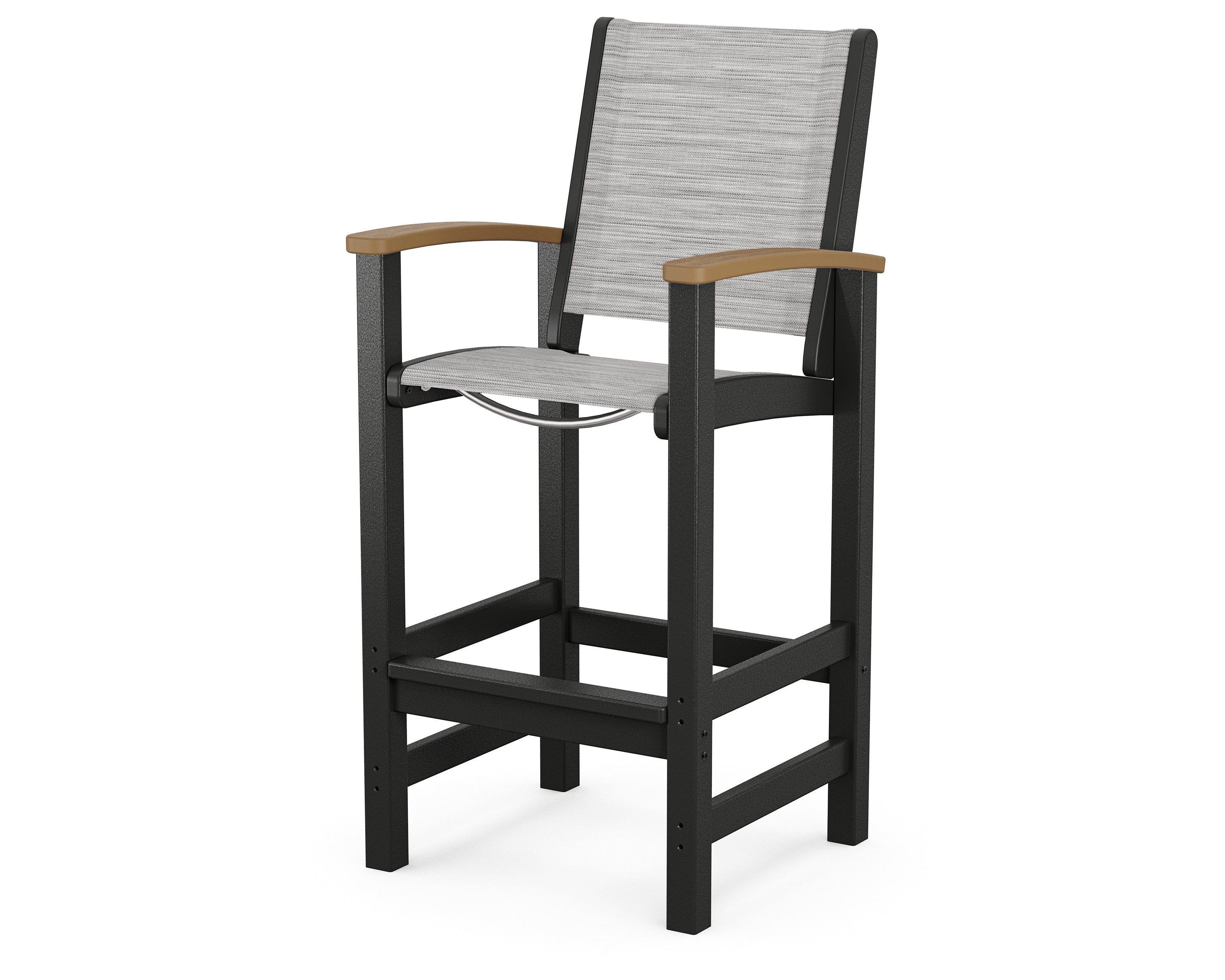 POLYWOOD® Coastal Bar Chair in Black / Natural / Metallic Sling