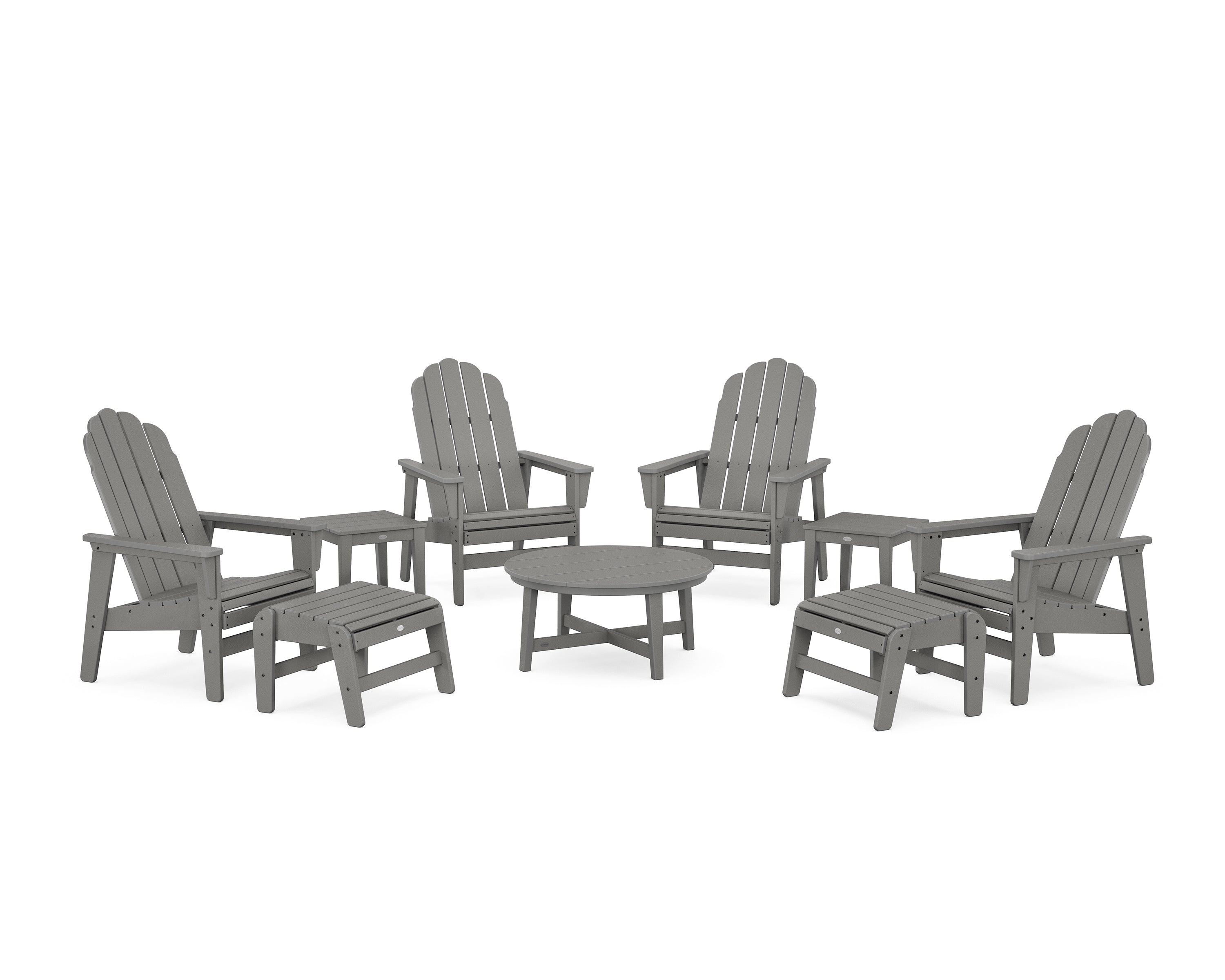 POLYWOOD® Vineyard Grand Upright Adirondack 9-Piece Conversation Set in Slate Grey