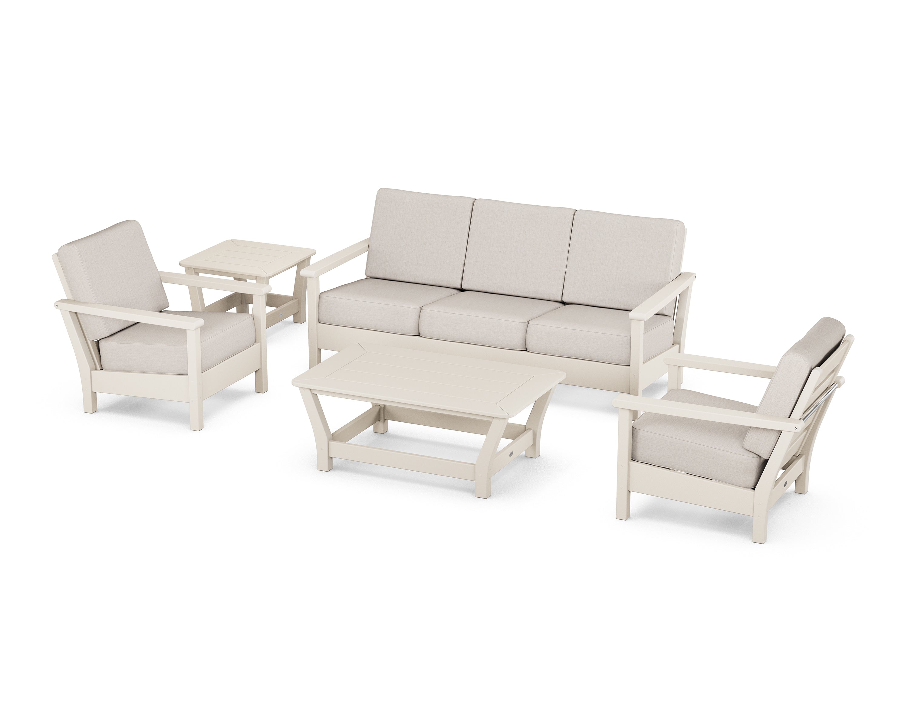 POLYWOOD® Harbour 5-Piece Deep Seating Set in Sand / Cast Ash