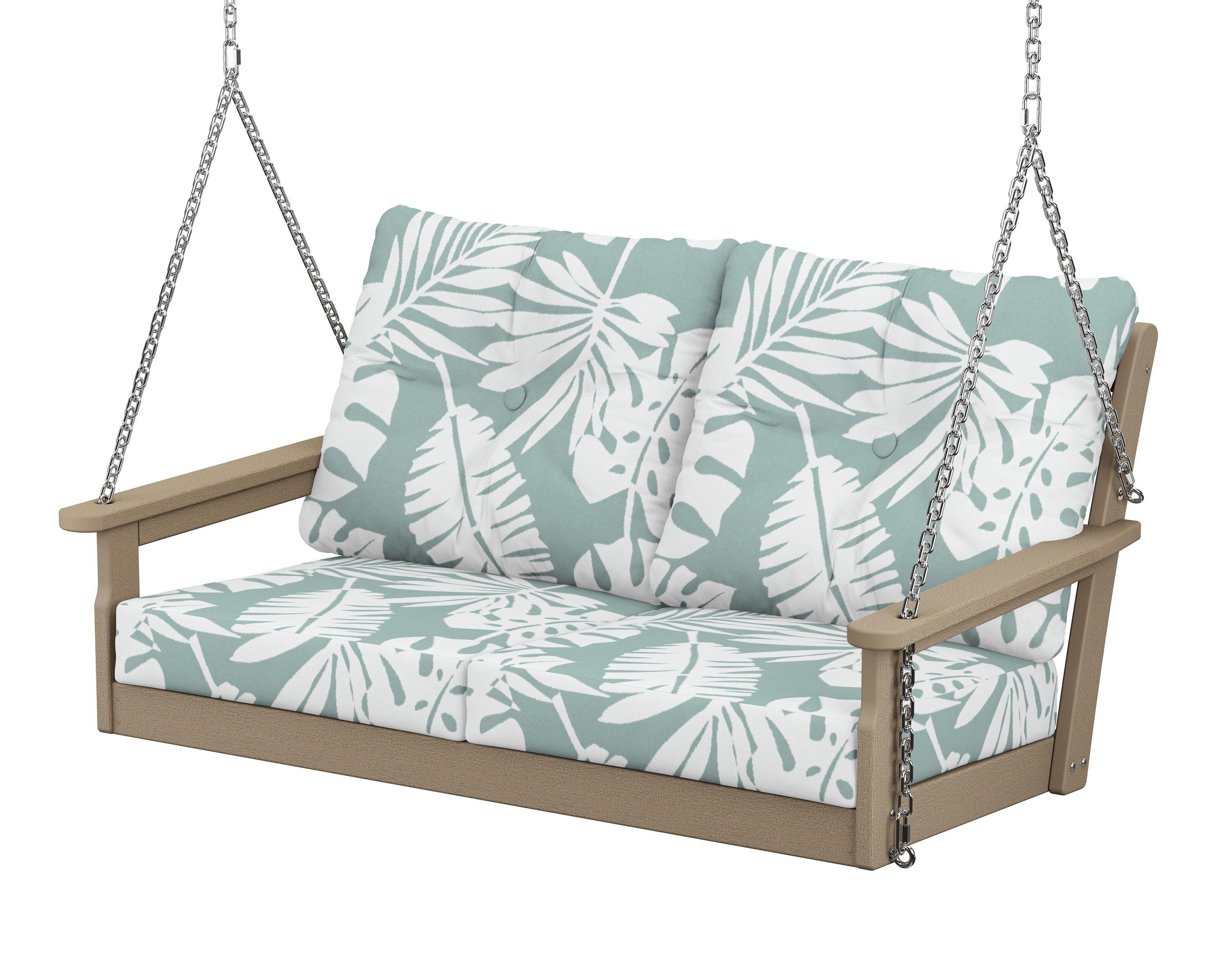 POLYWOOD® Vineyard Deep Seating Swing in Vintage Sahara / Leaf Glacier Spa