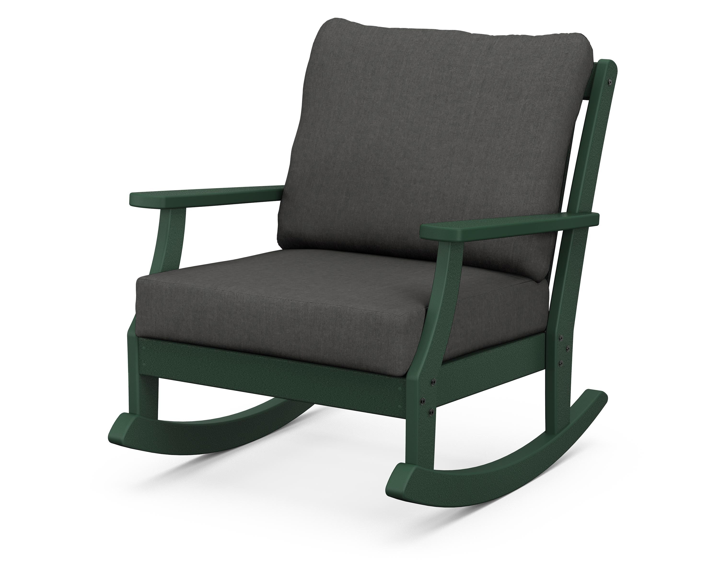 POLYWOOD® Braxton Deep Seating Rocking Chair in Green / Spectrum Carbon