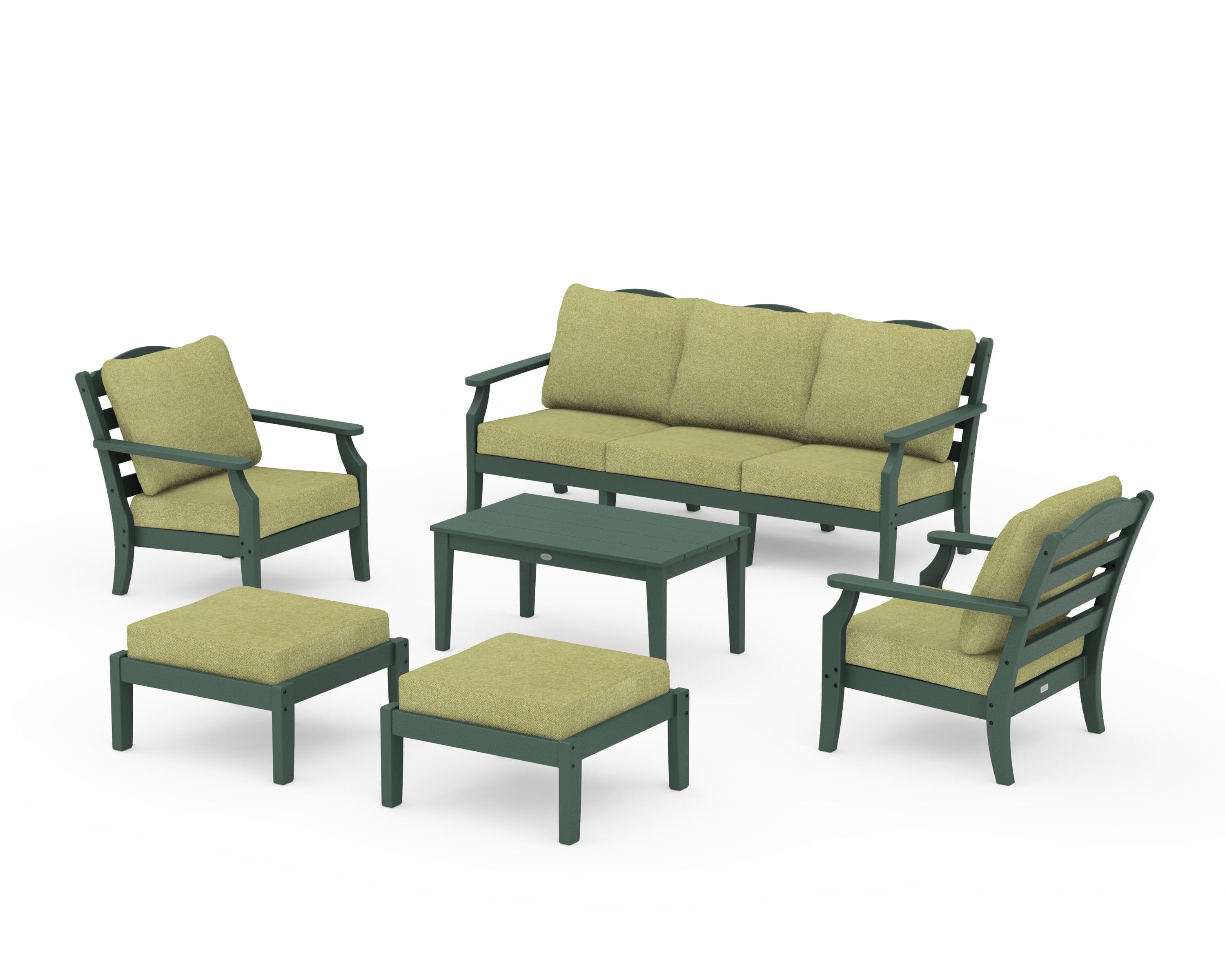 Draper James™ by POLYWOOD® Savannah 6-Piece Lounge Sofa Set in Green / Chartreuse Boucle