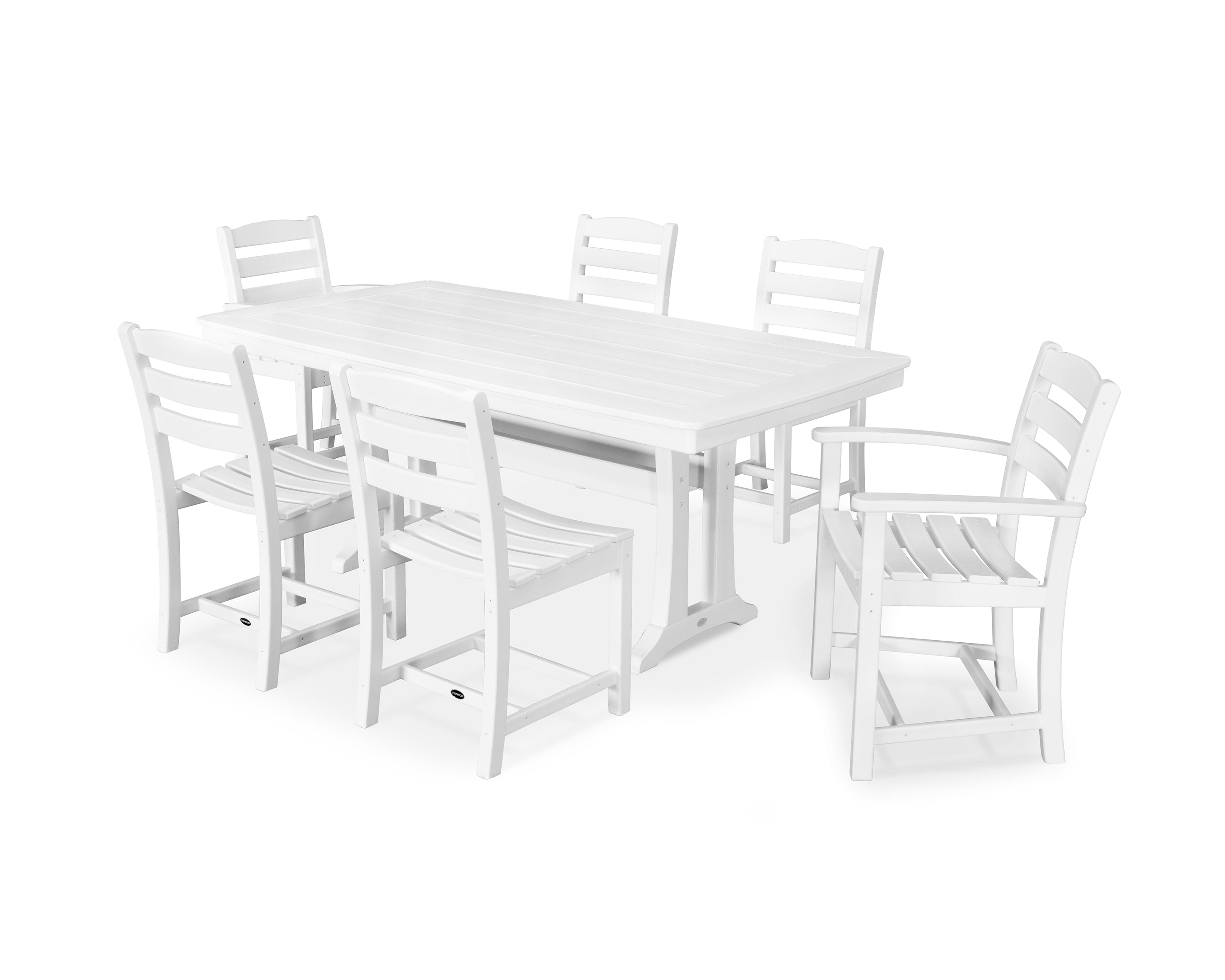 POLYWOOD® La Casa Café 7-Piece Dining Set with Trestle Legs in White
