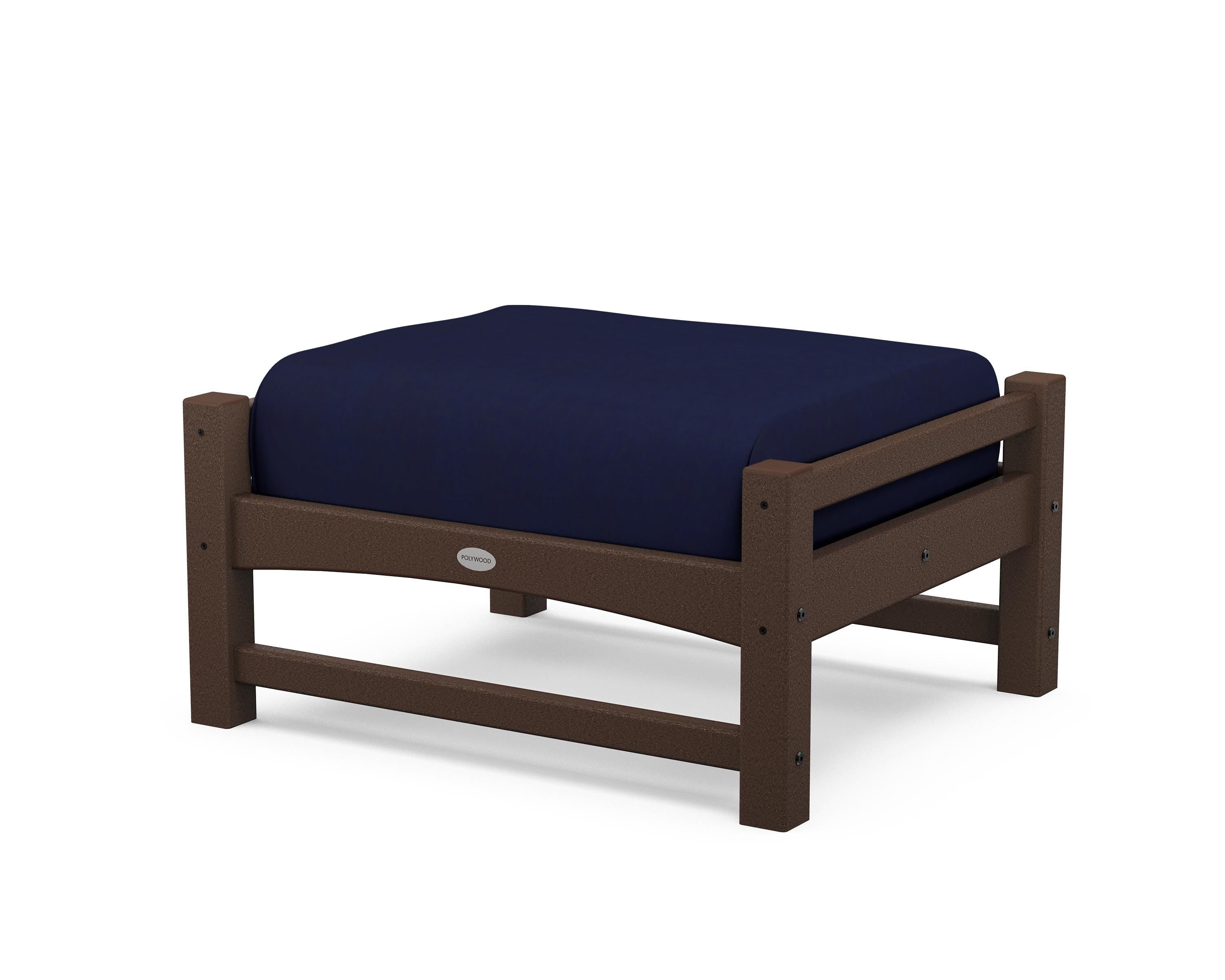 POLYWOOD® Club Ottoman in Mahogany / Navy