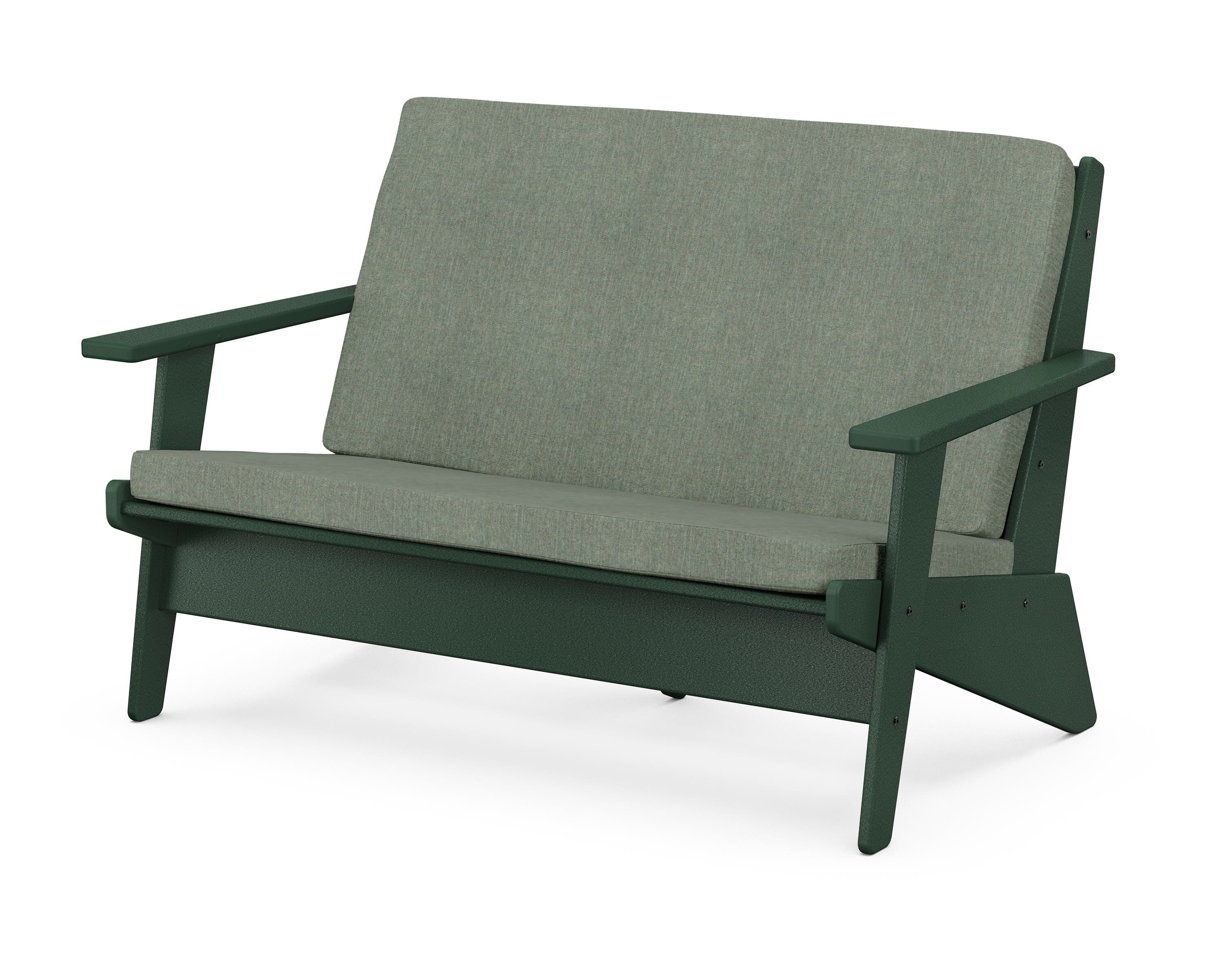 POLYWOOD® Riviera Modern Lounge Loveseat in Green / Cast Sage