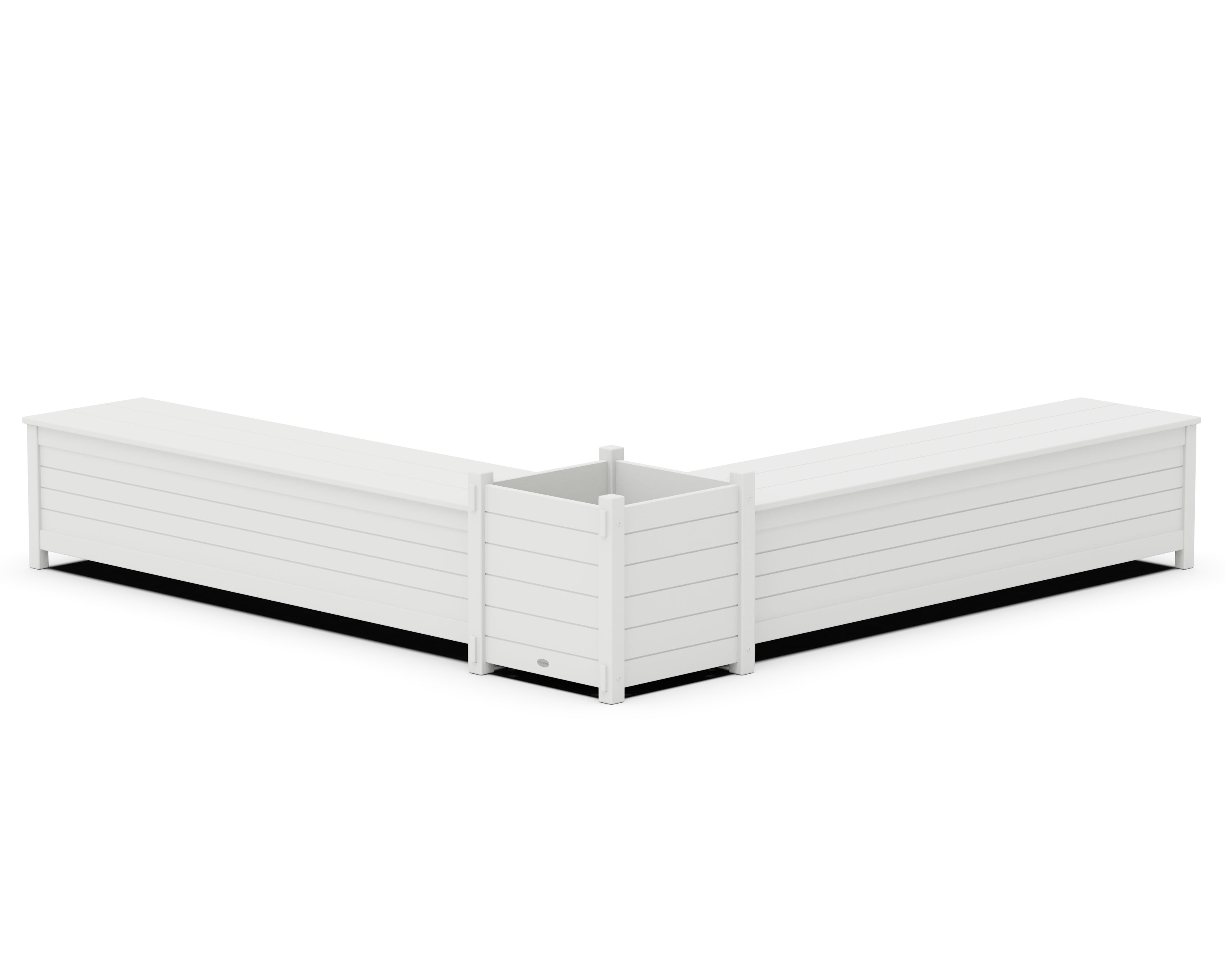 POLYWOOD® 72" Nautical L- Shaped Planter Storage Bench Set- Large in White