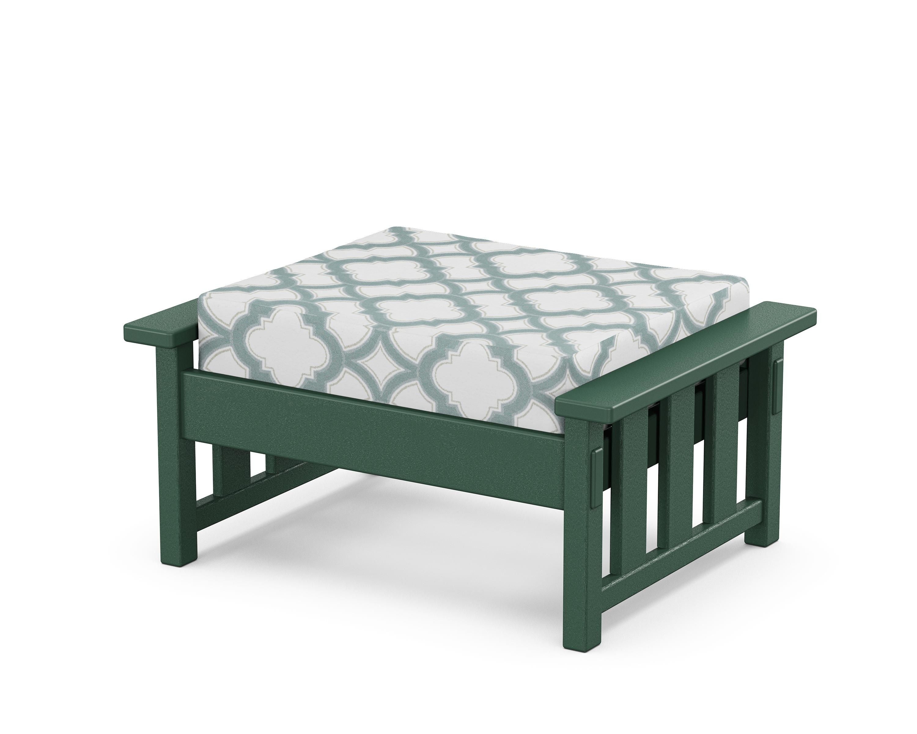 Martha Stewart by POLYWOOD® Acadia Deep Seating Ottoman in Green / Trellis Glacier Spa