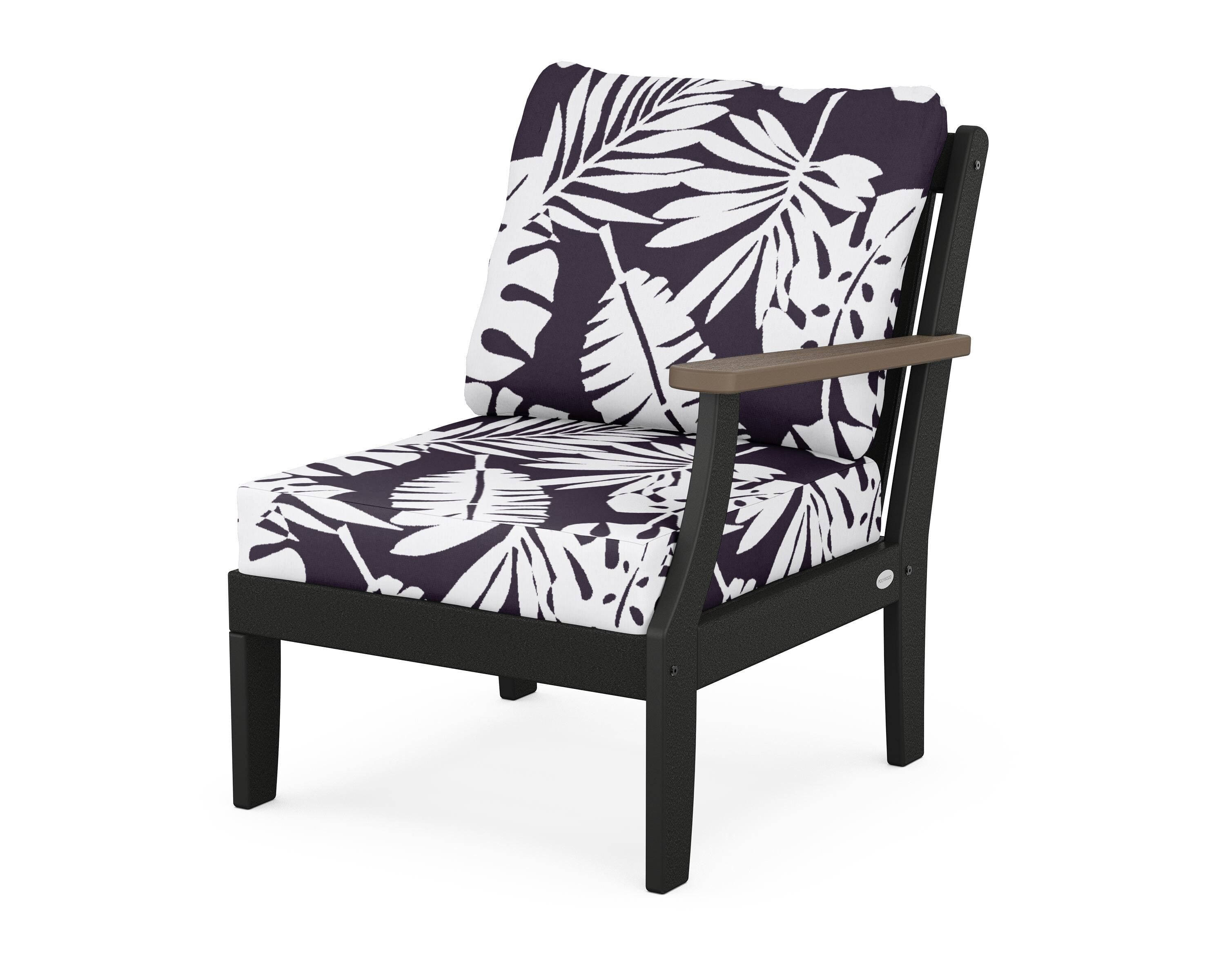 POLYWOOD® Braxton Modular Right Arm Chair in Black / Kona / Leaf Navy
