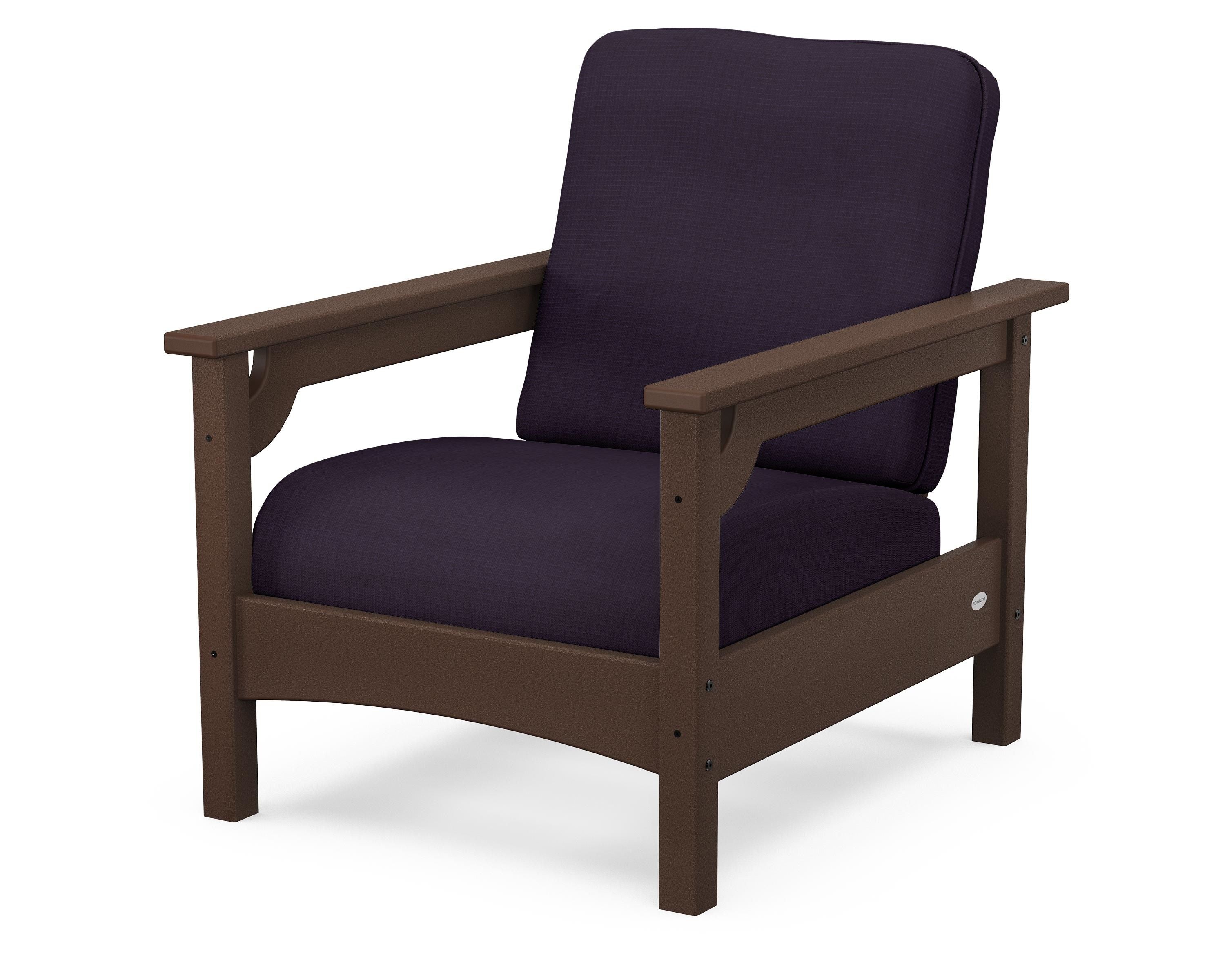 POLYWOOD® Club Chair in Mahogany / Navy Linen