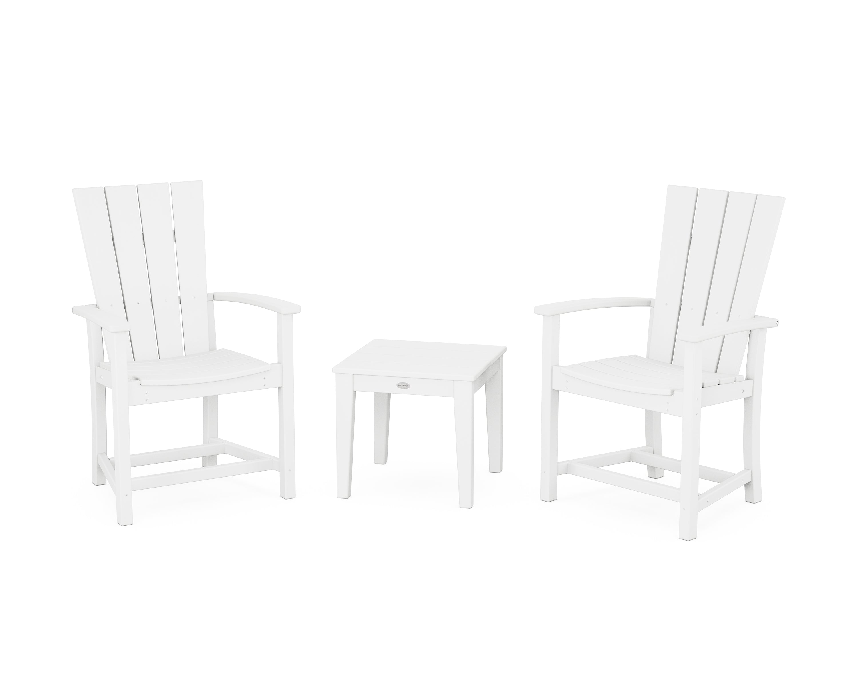 POLYWOOD® Quattro 3-Piece Upright Adirondack Chair Set in White
