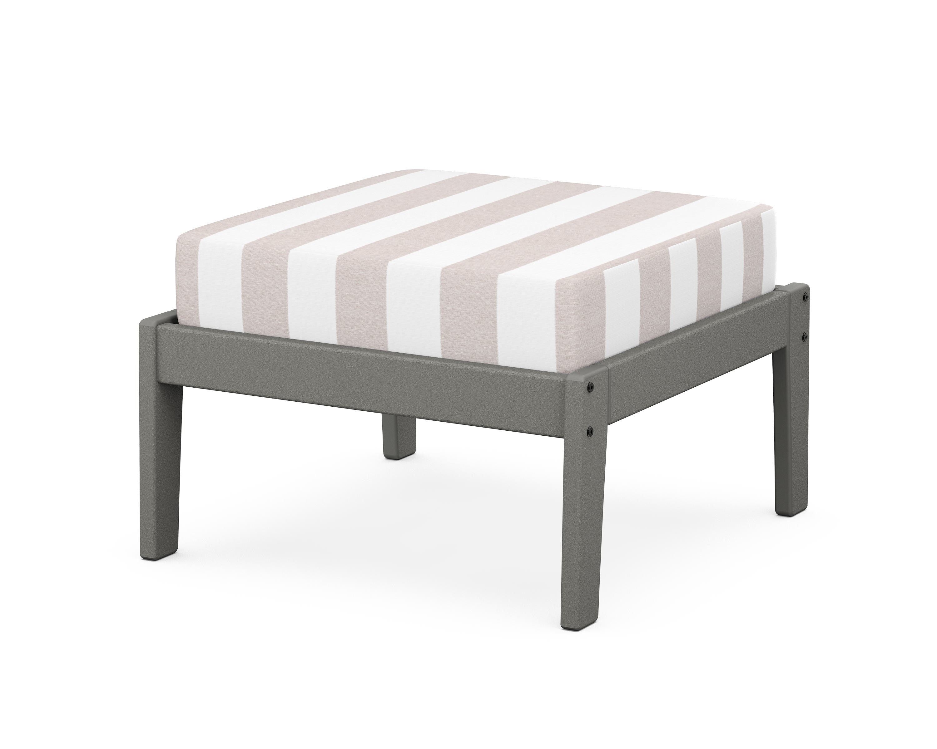 Unbranded Deep Seating Ottoman in Slate Grey / Cabana Stripe Dune Burlap