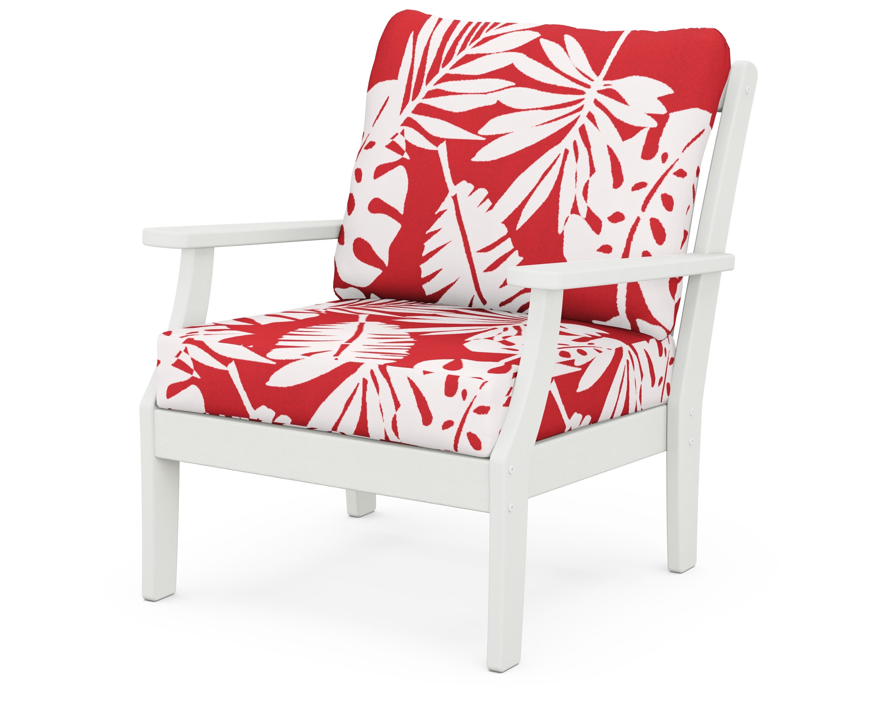 POLYWOOD® Braxton Deep Seating Chair in Vintage White / Leaf Crimson