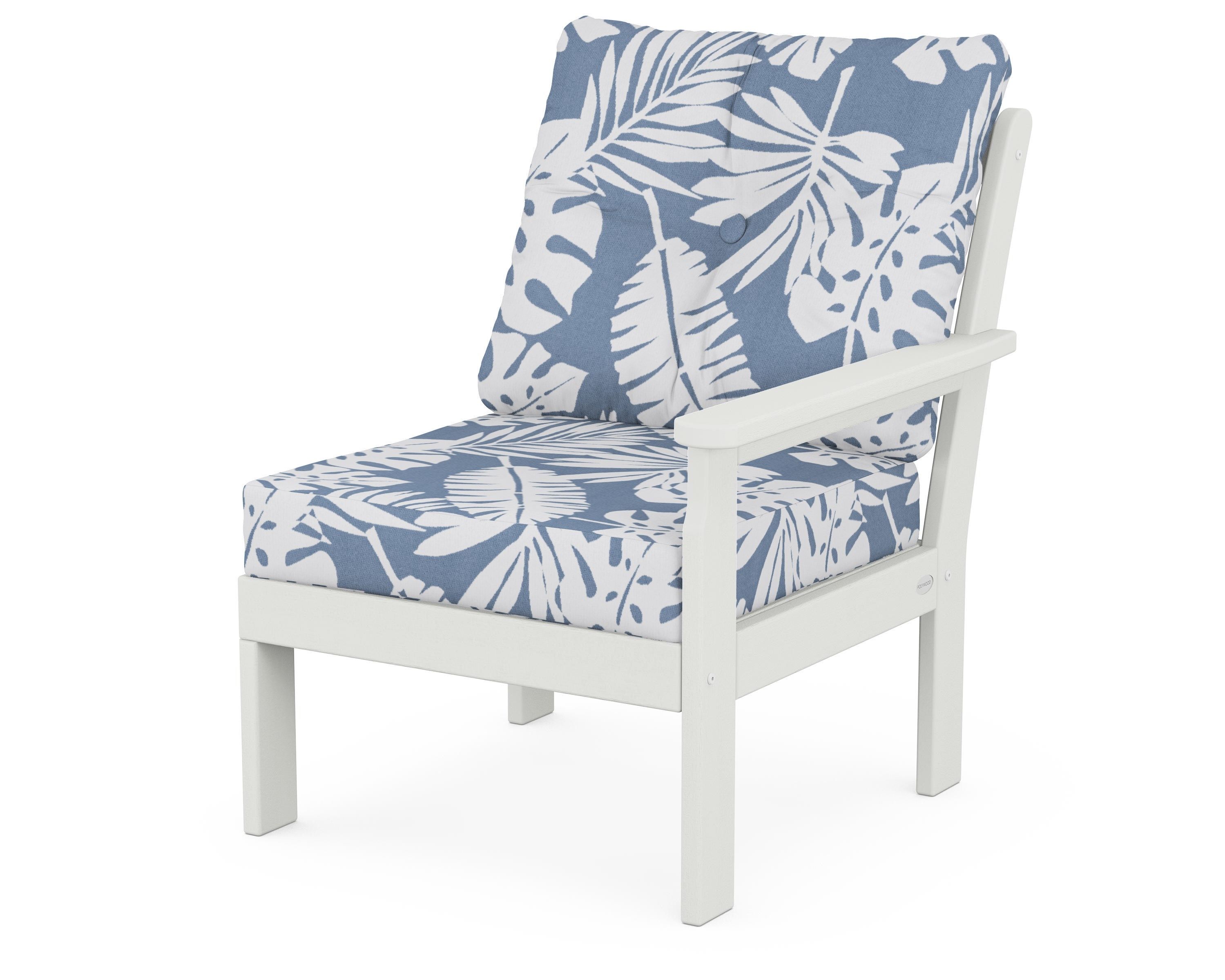 POLYWOOD® Vineyard Modular Right Arm Chair in Vintage White / Leaf Sky Blue