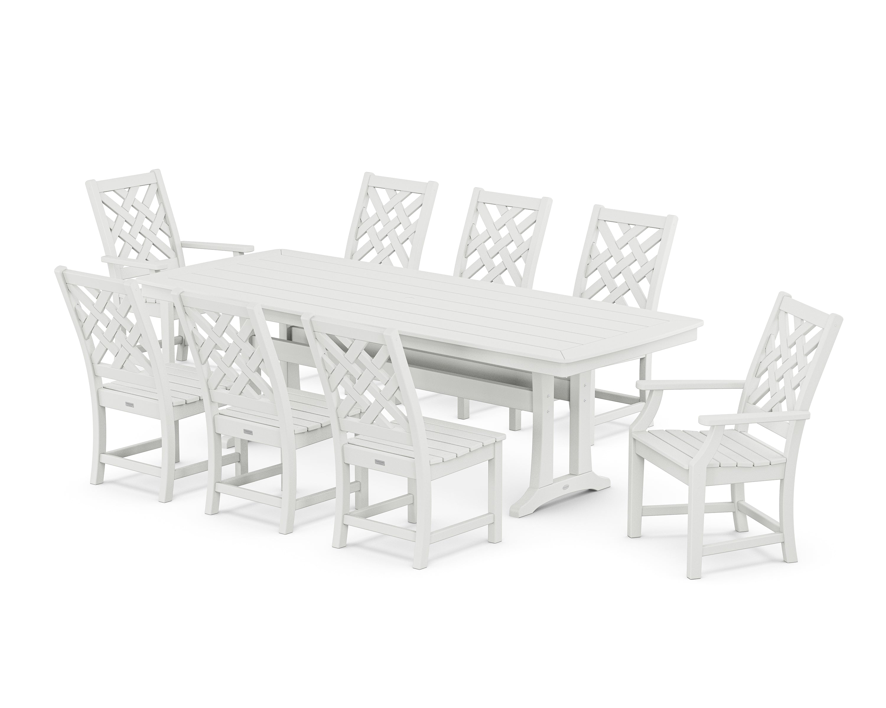 Country Living Wovendale 9-Piece Dining Set with Trestle Legs in White