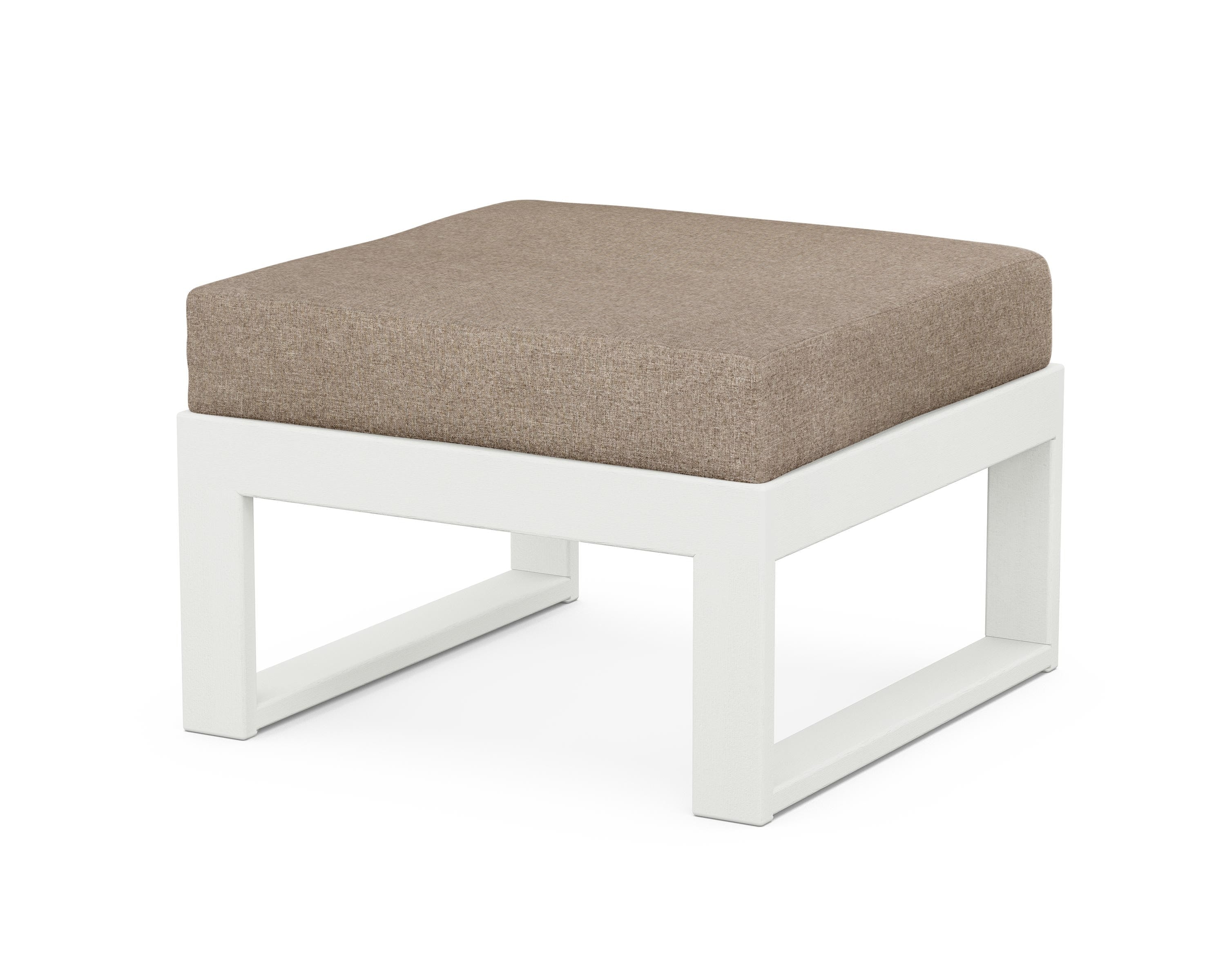 Unbranded Modular Ottoman - Modern in Vintage White / Spiced Burlap