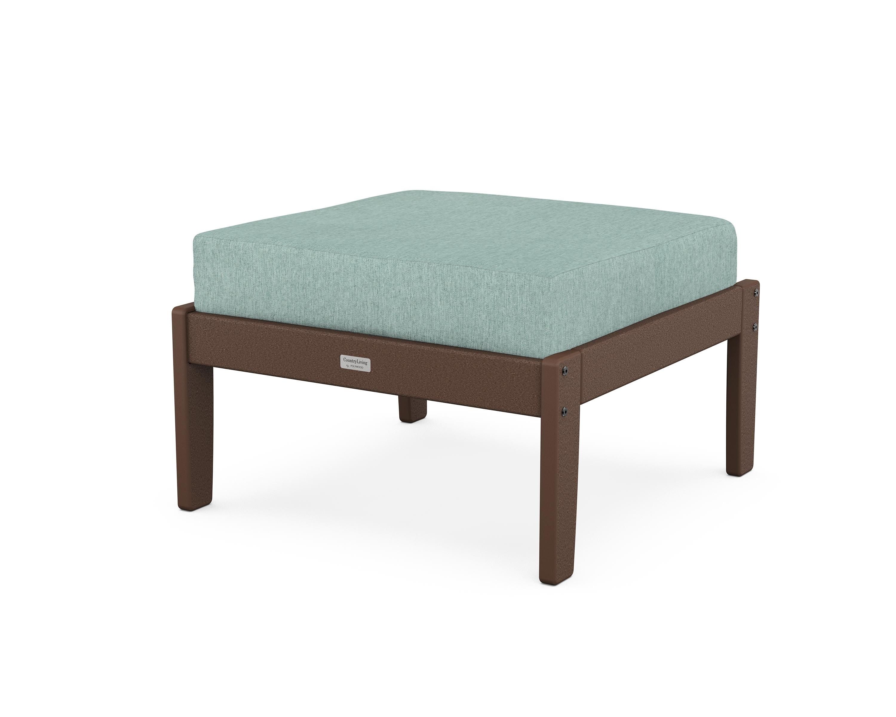 Country Living Cottage Deep Seating Ottoman in Mahogany / Glacier Spa