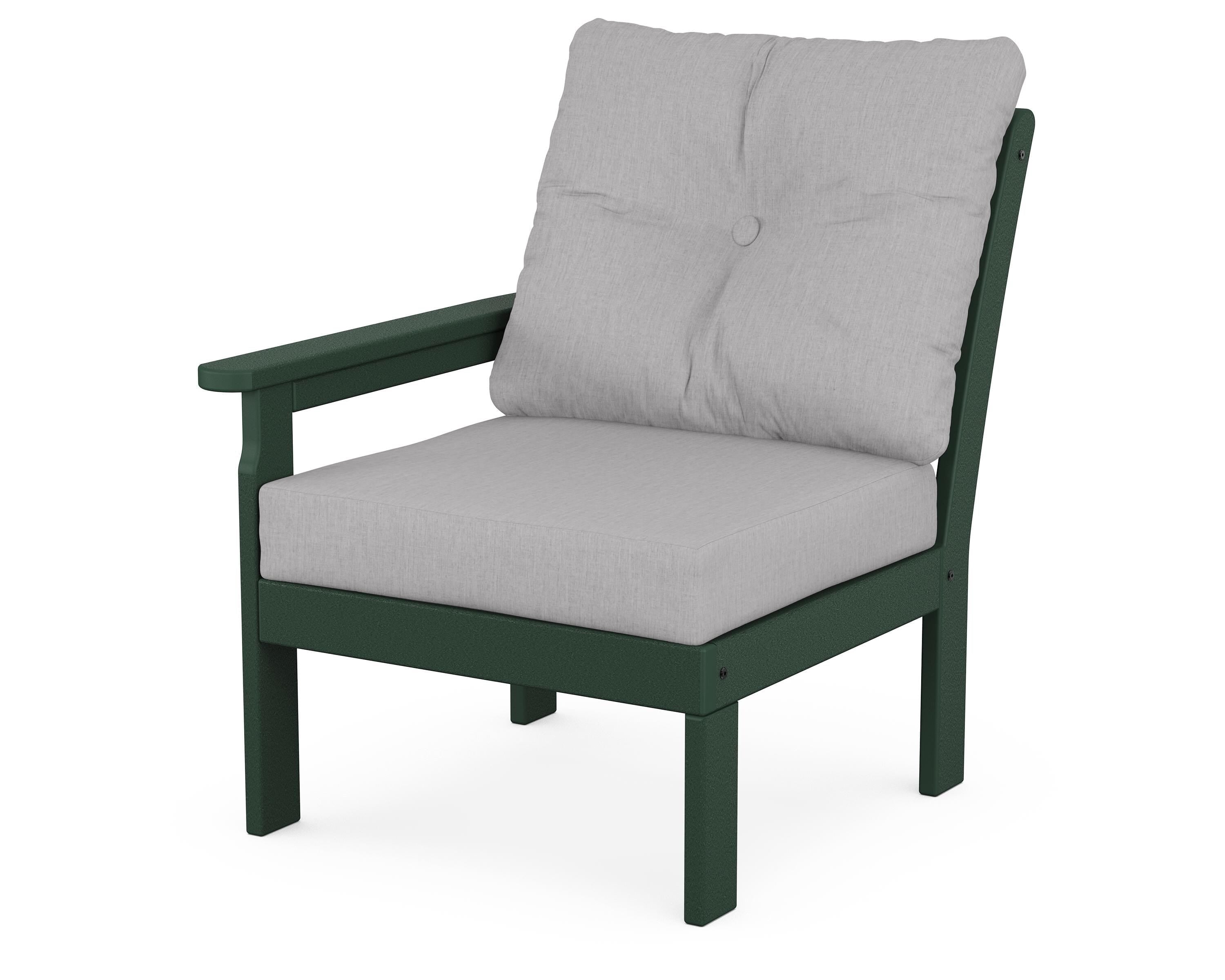 POLYWOOD® Vineyard Modular Left Arm Chair in Green / Granite