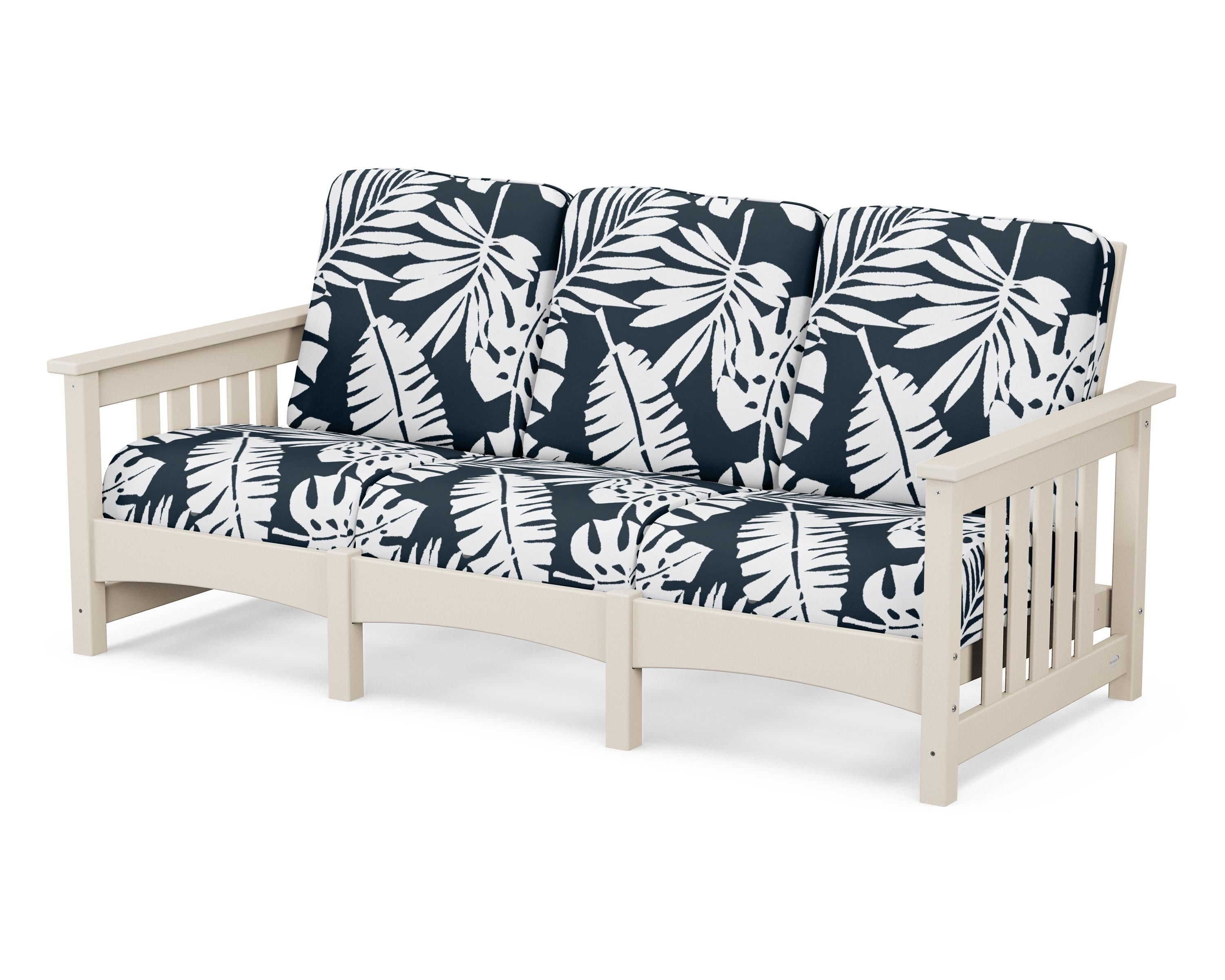 POLYWOOD® Club Mission Sofa in Sand / Leaf Marine Indigo