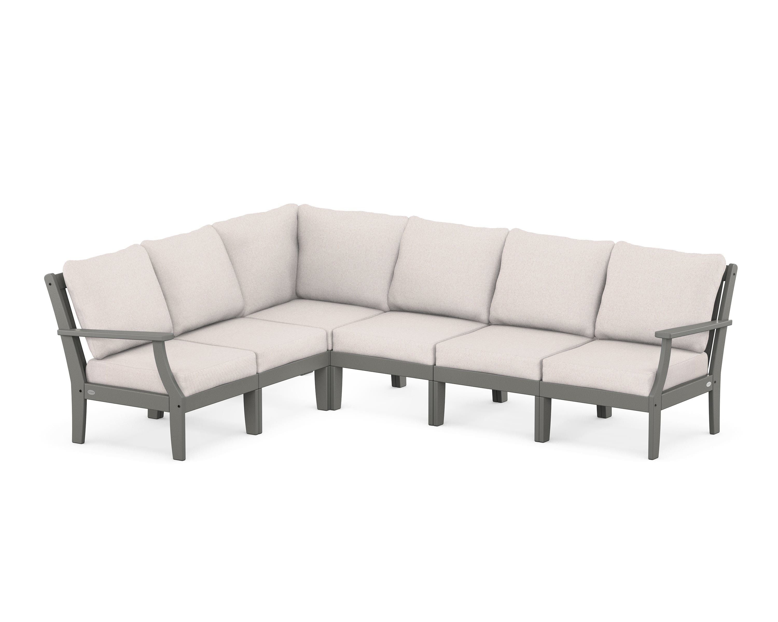POLYWOOD® Braxton Modular 6-Piece Deep Seating Set in Slate Grey / Dune Burlap