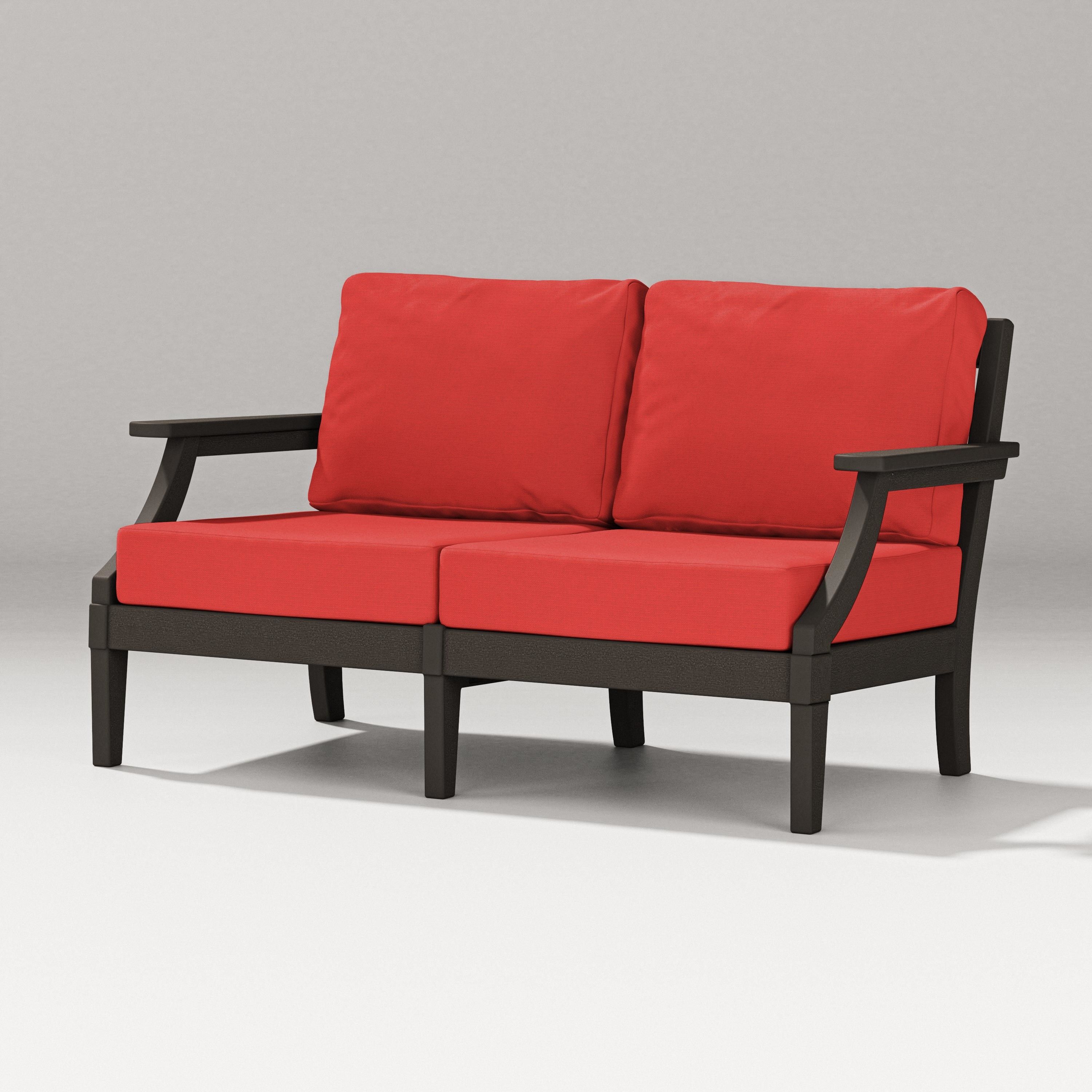 PW Designer Series Estate Loveseat in Vintage Coffee / Crimson Linen