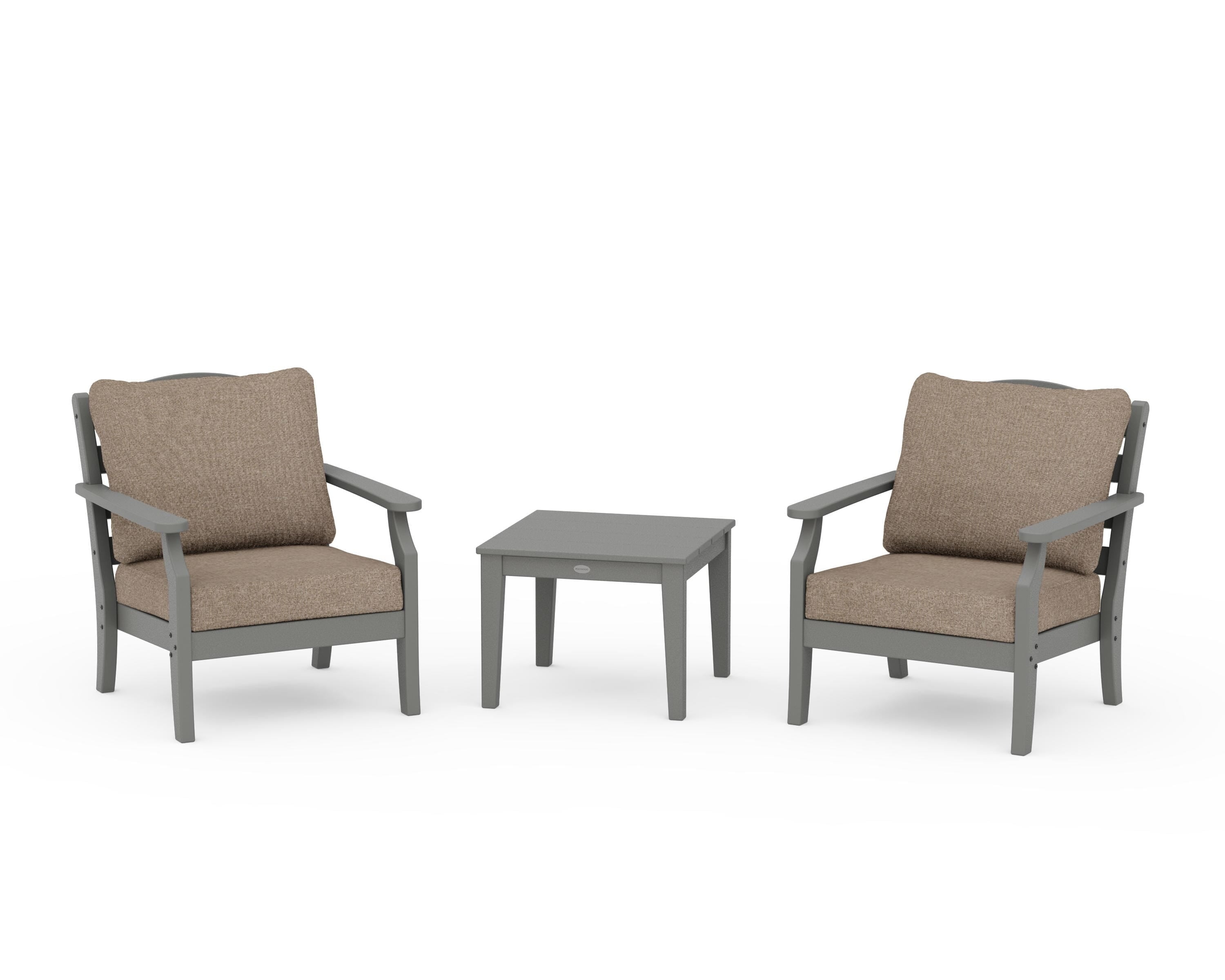 Draper James™ by POLYWOOD® Savannah 3-Piece Deep Seating Set in Slate Grey / Spiced Burlap