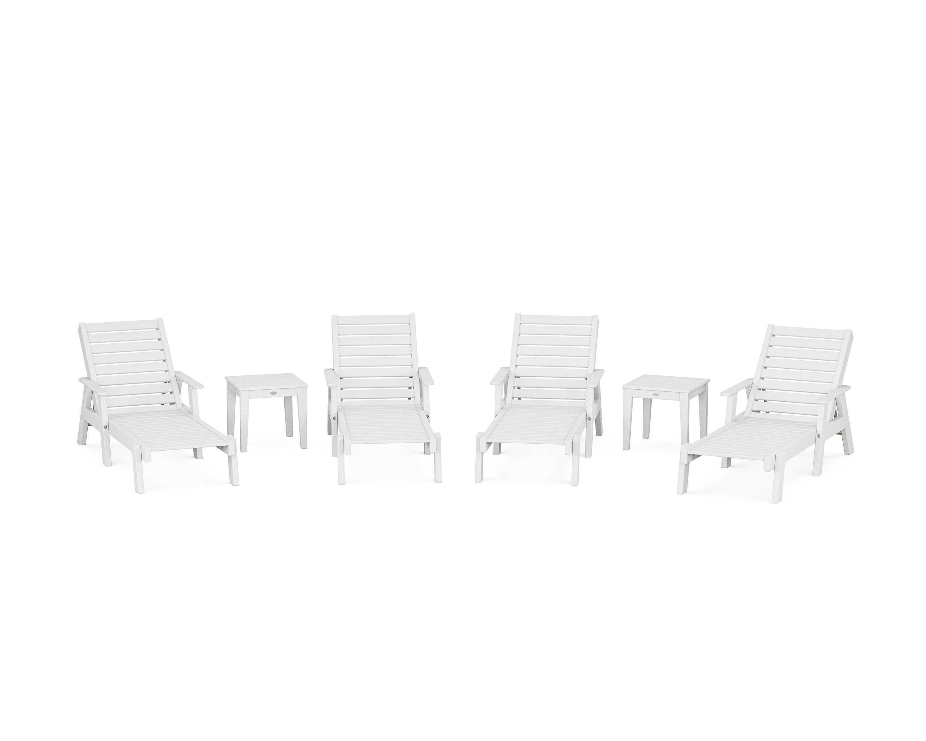 POLYWOOD® Captain Chaise 6-Piece Set with Arms in White