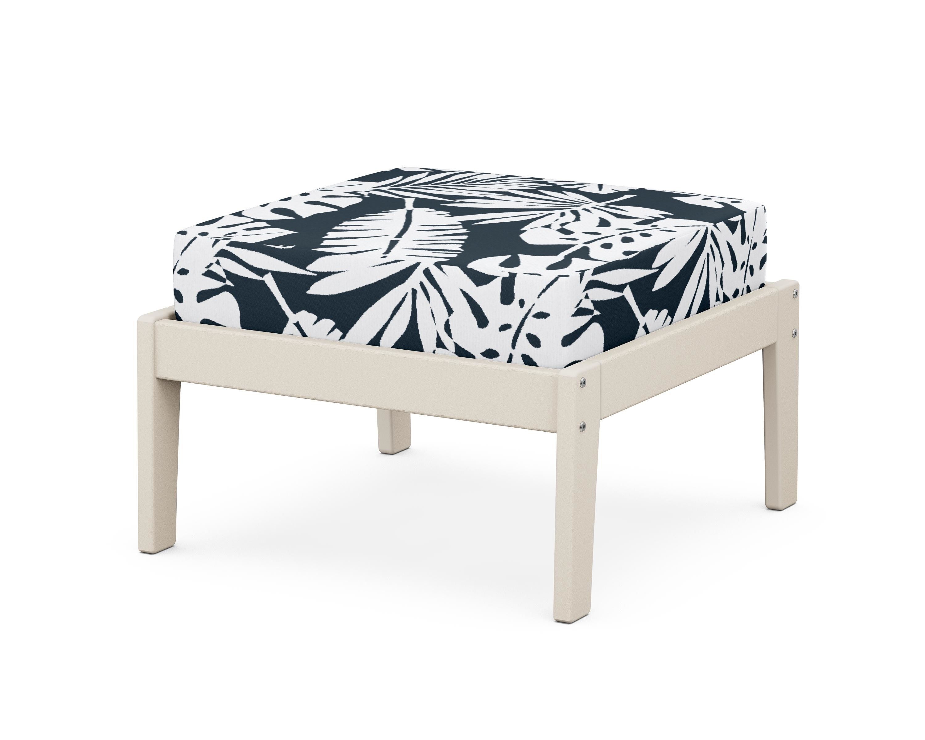 Unbranded Deep Seating Ottoman in Sand / Leaf Marine Indigo