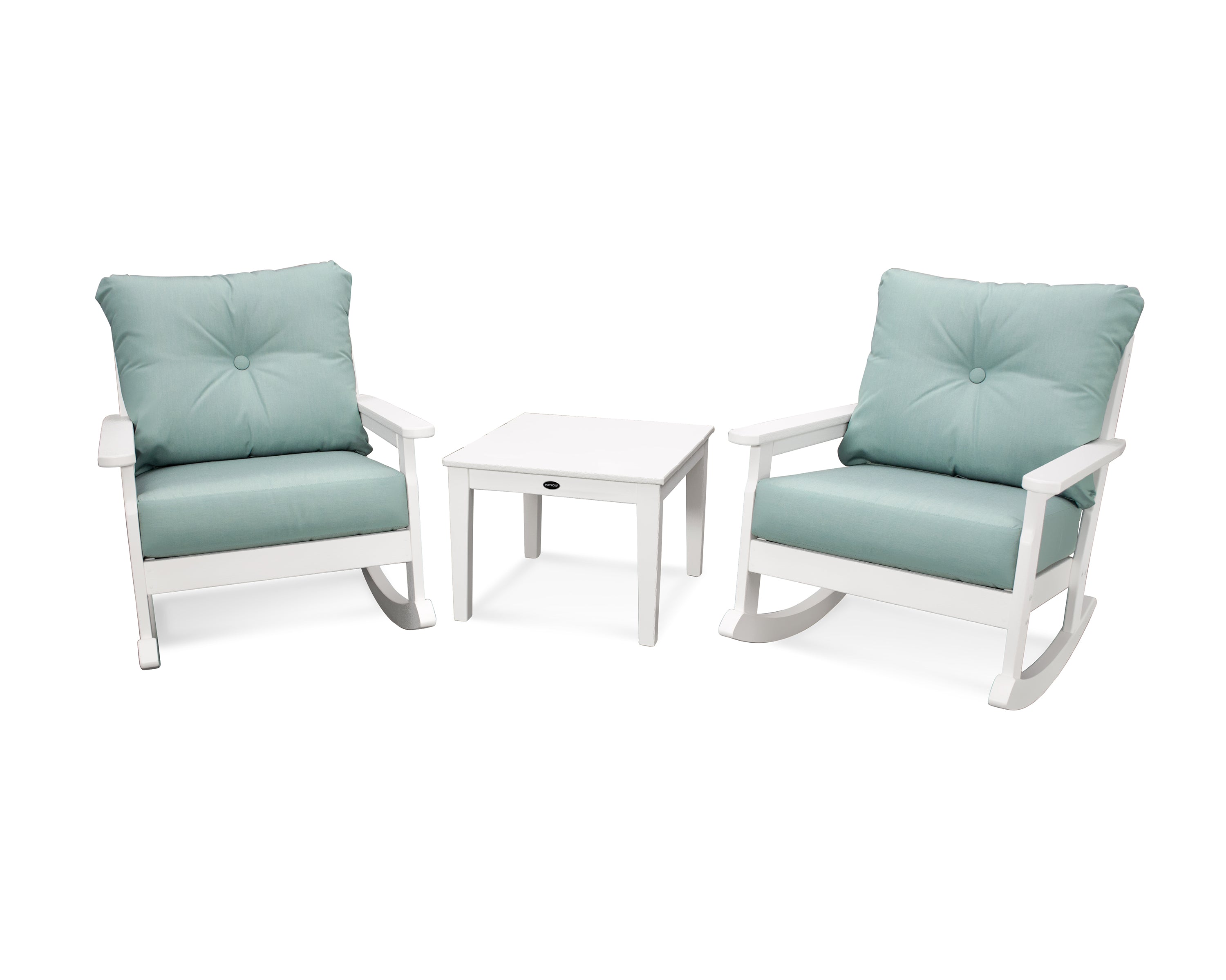 POLYWOOD® Vineyard 3-Piece Deep Seating Rocker Set in White / Spa