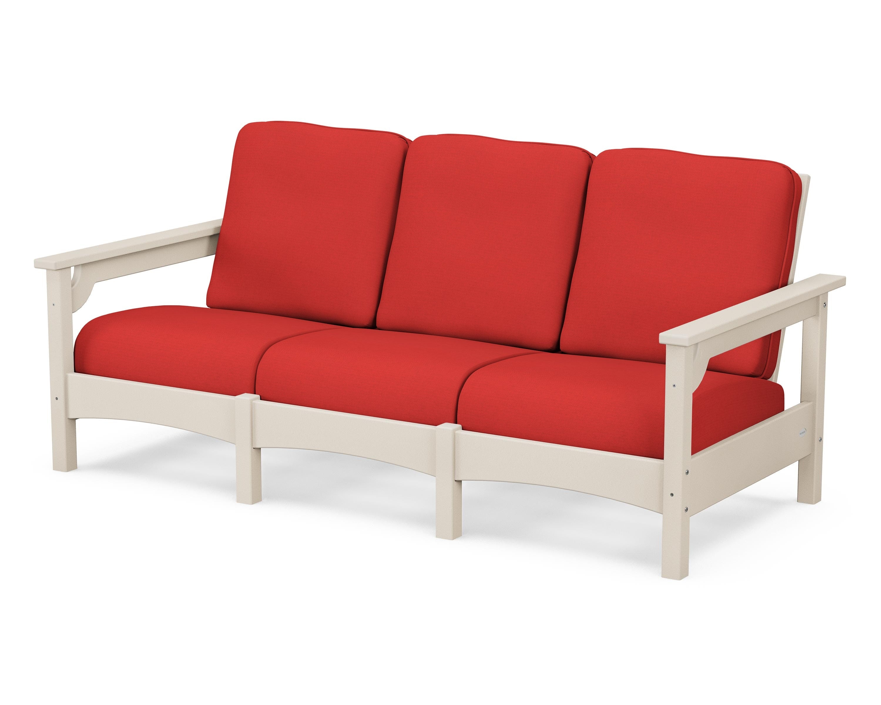 POLYWOOD® Club Sofa in Sand / Crimson Linen