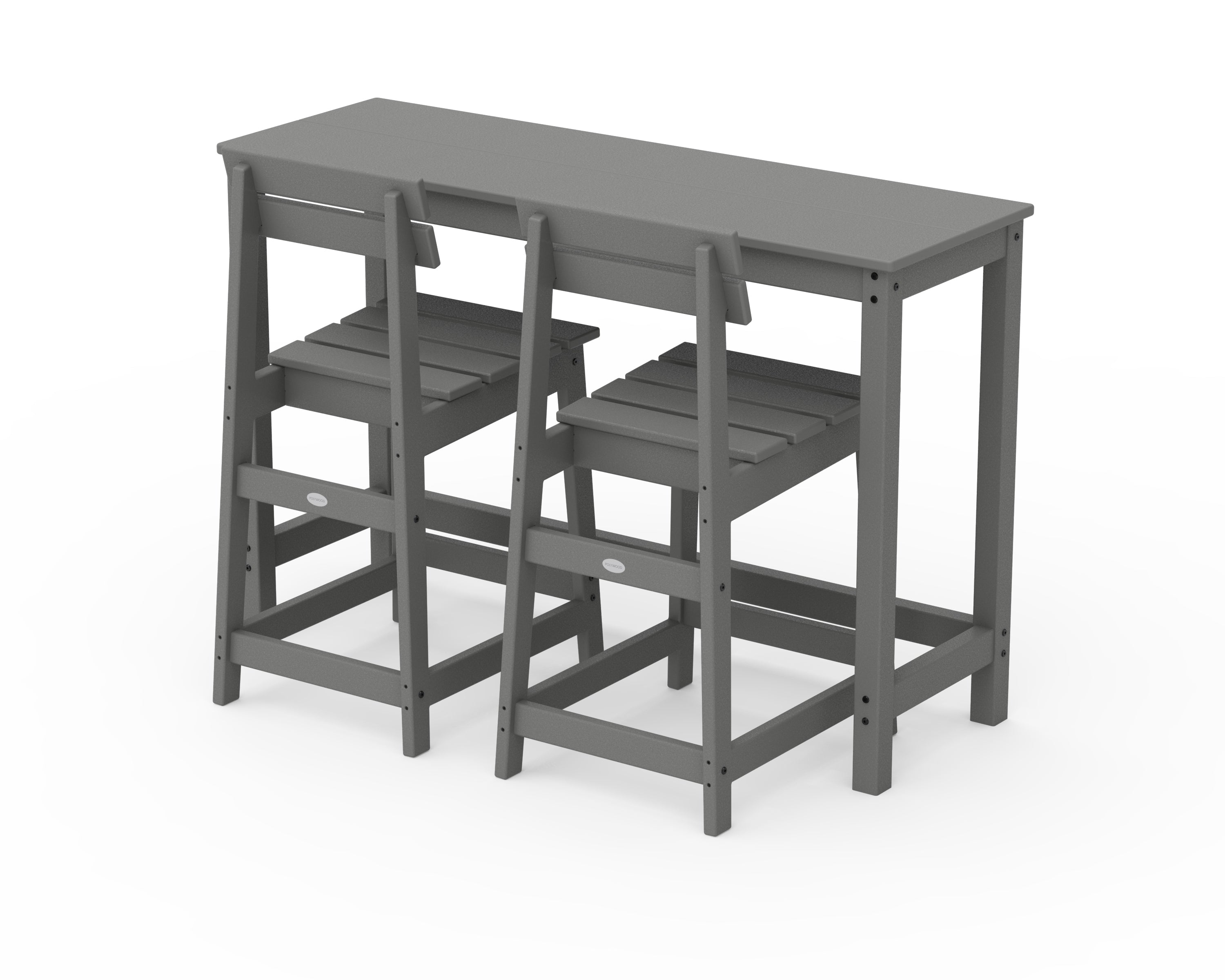 POLYWOOD® Modern Studio Plaza Counter Chair 3-Piece Balcony Set in Slate Grey