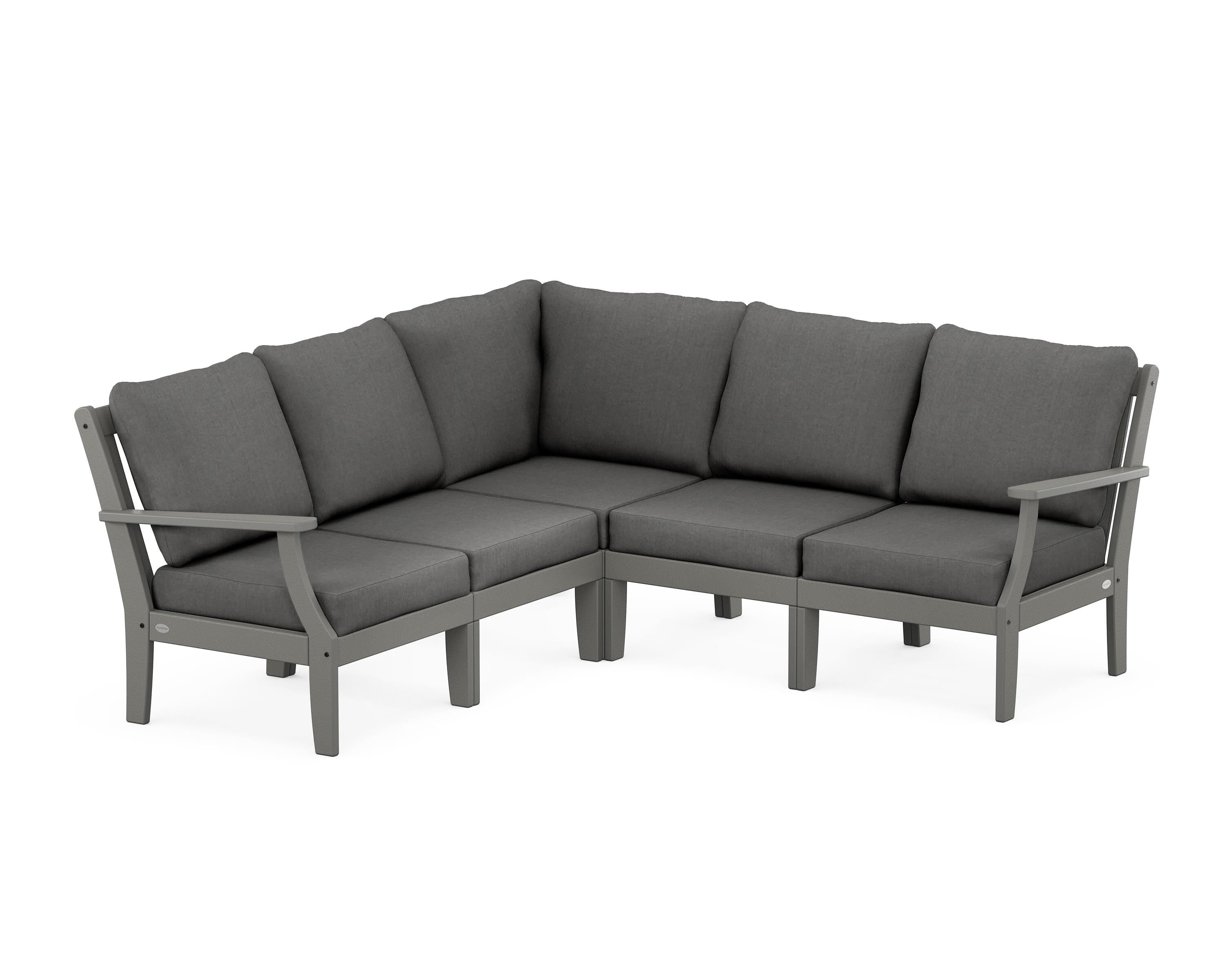 POLYWOOD® Braxton Modular 5-Piece Deep Seating Set in Slate Grey / Spectrum Carbon
