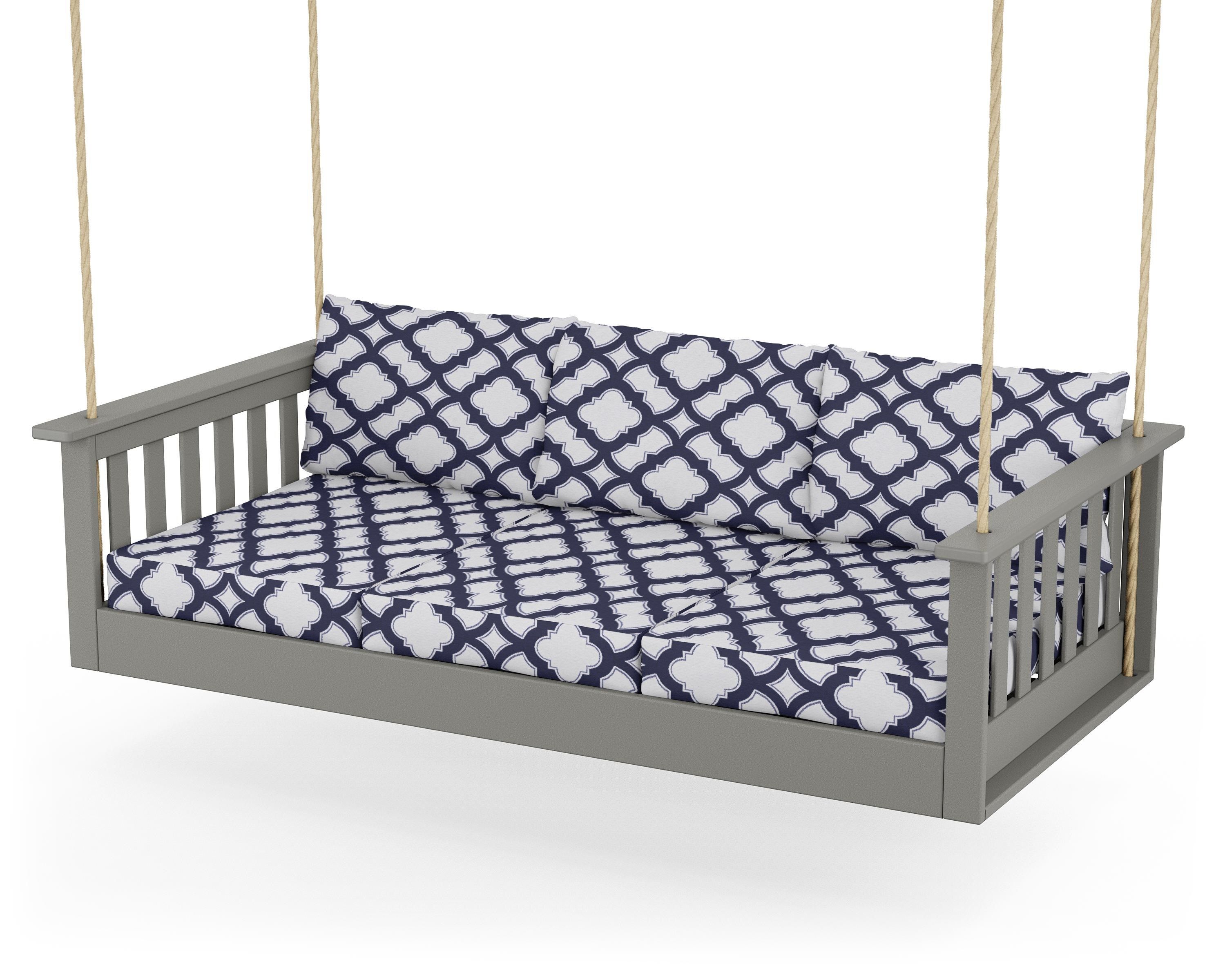 POLYWOOD® Vineyard Daybed Swing in Slate Grey / Trellis Navy