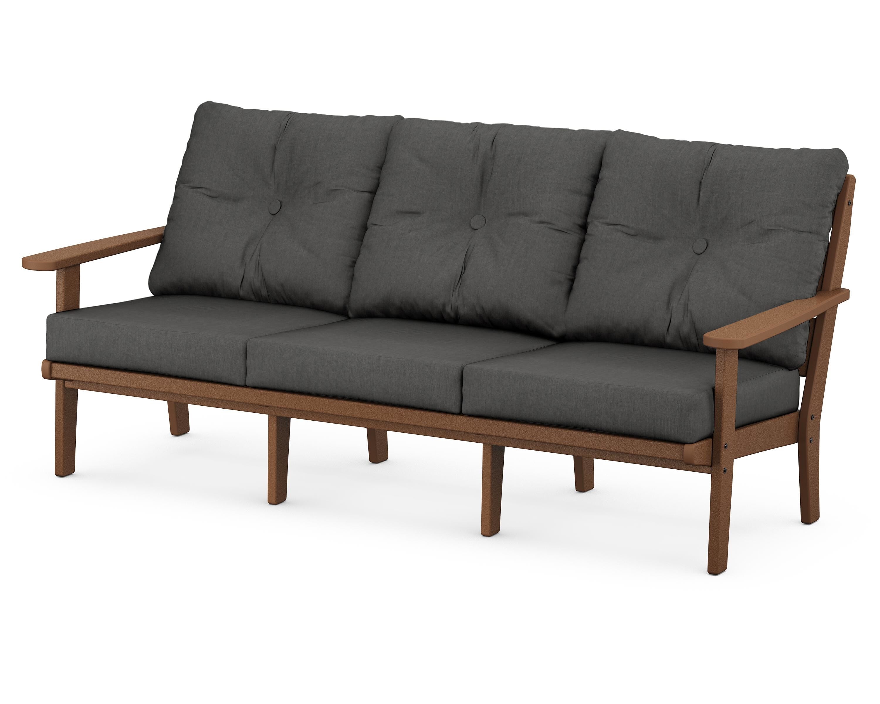 POLYWOOD® Lakeside Deep Seating Sofa in Teak / Spectrum Carbon