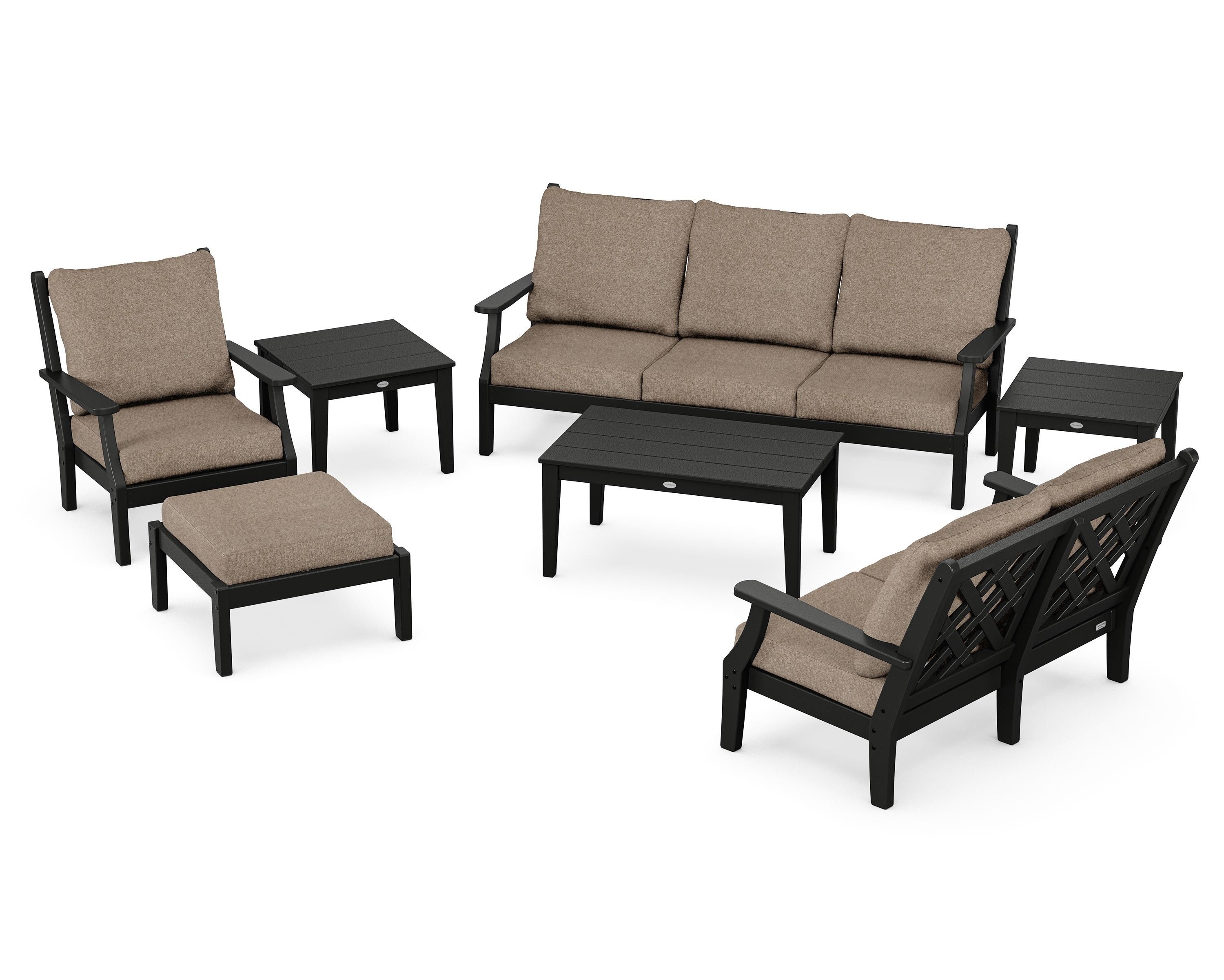 Country Living Wovendale 7-Piece Deep Seating Set in Black / Spiced Burlap